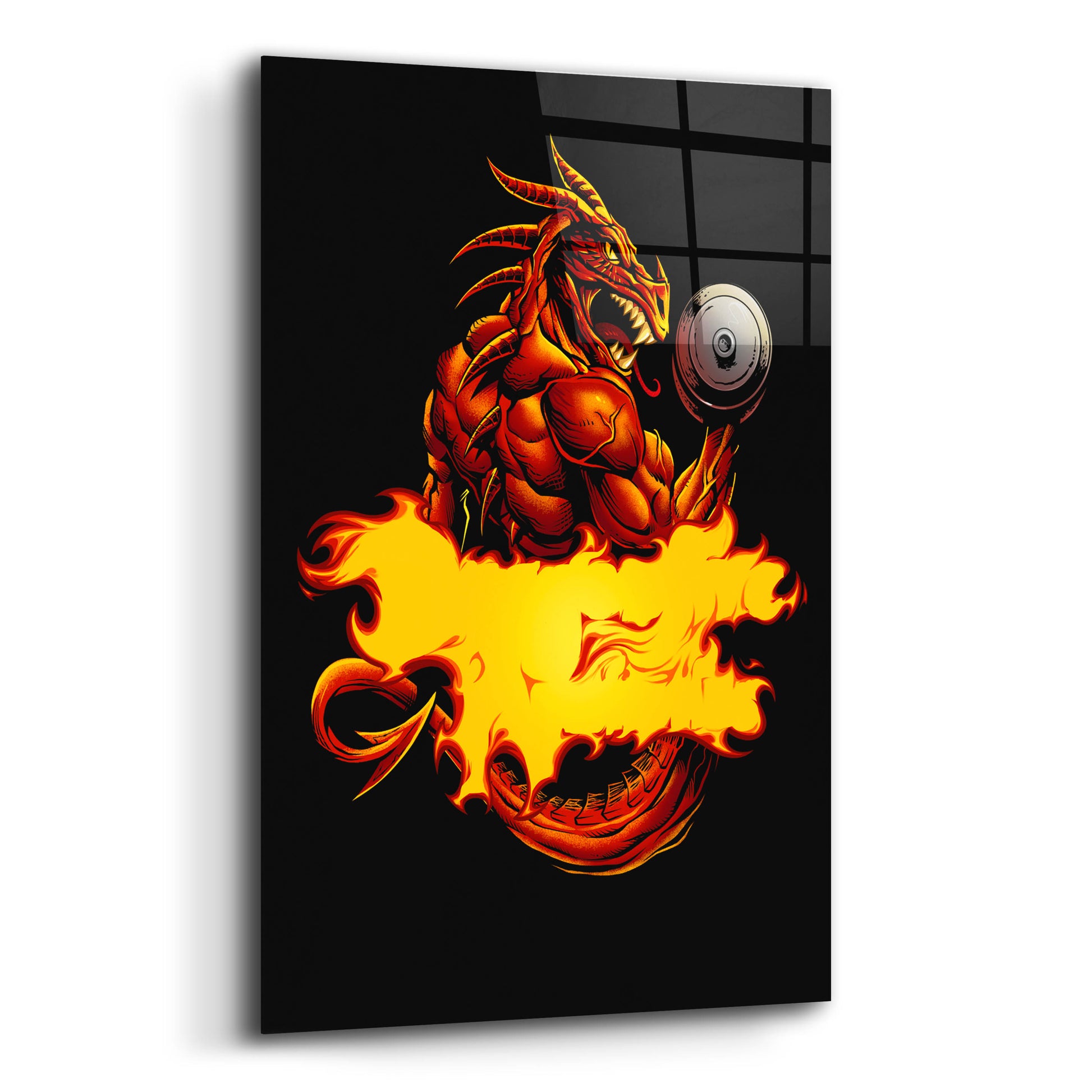 Epic Art 'Dragonfire Logo Fire' by Flyland Designs, Acrylic Glass Wall Art,12x16