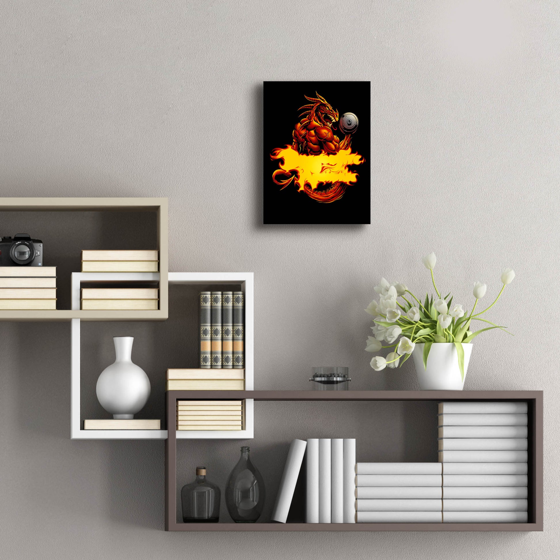 Epic Art 'Dragonfire Logo Fire' by Flyland Designs, Acrylic Glass Wall Art,12x16