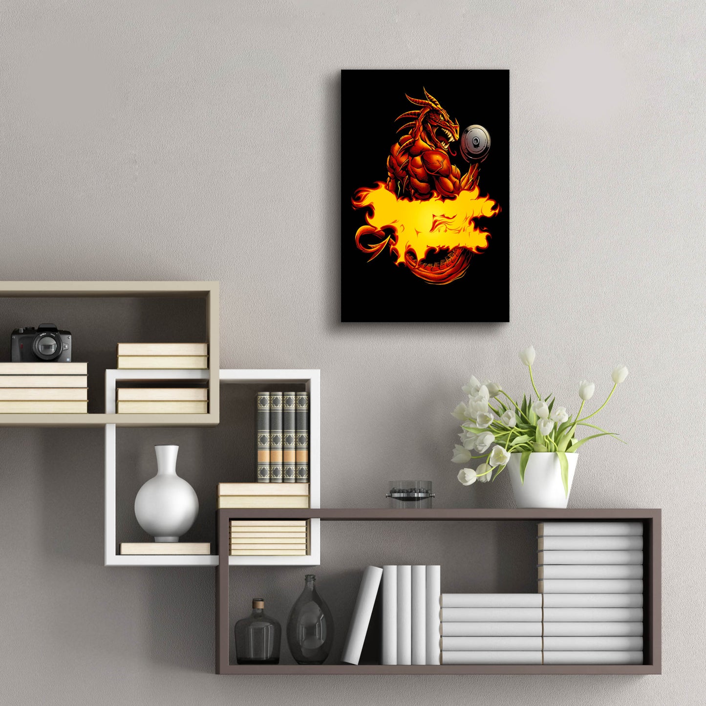 Epic Art 'Dragonfire Logo Fire' by Flyland Designs, Acrylic Glass Wall Art,16x24