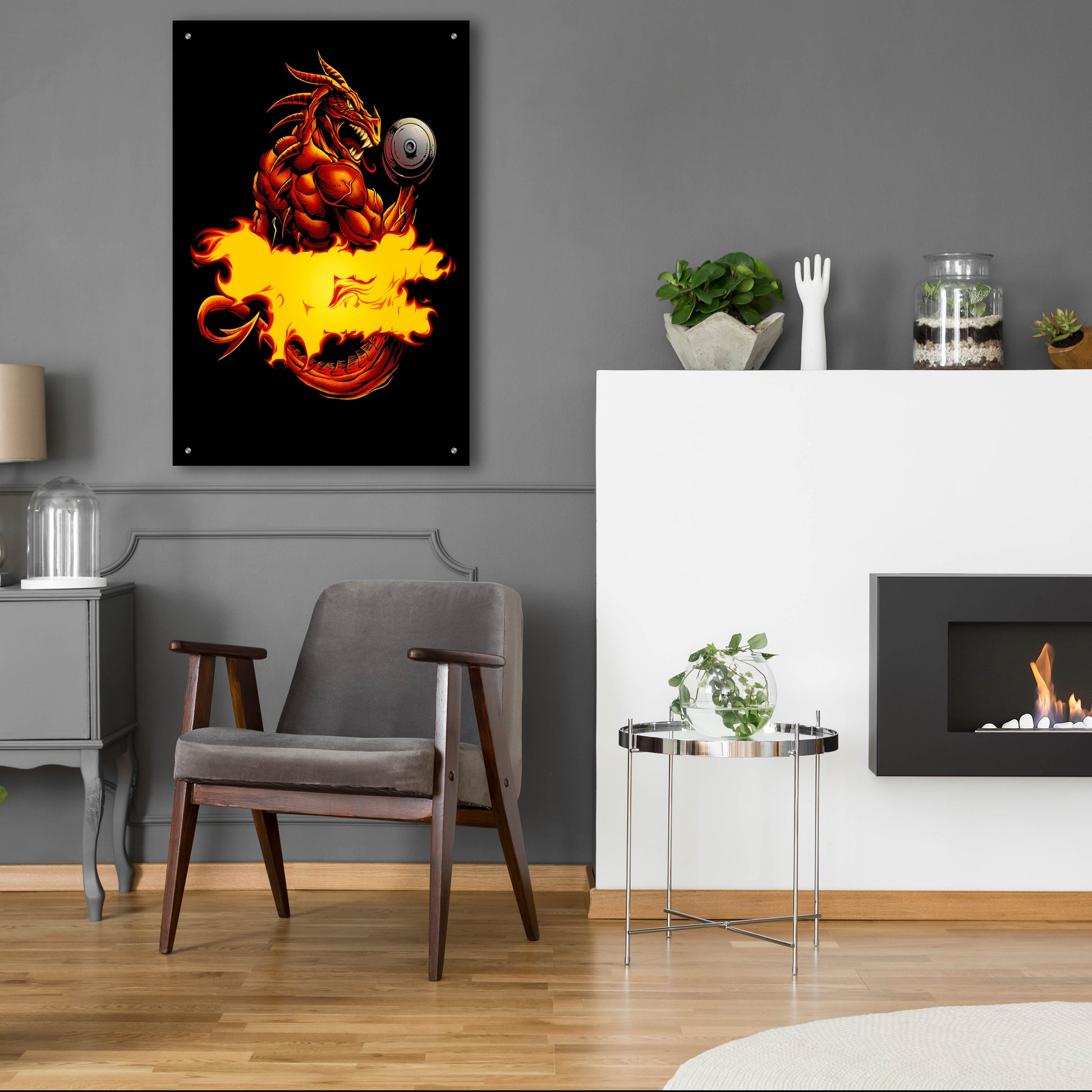 Epic Art 'Dragonfire Logo Fire' by Flyland Designs, Acrylic Glass Wall Art,24x36