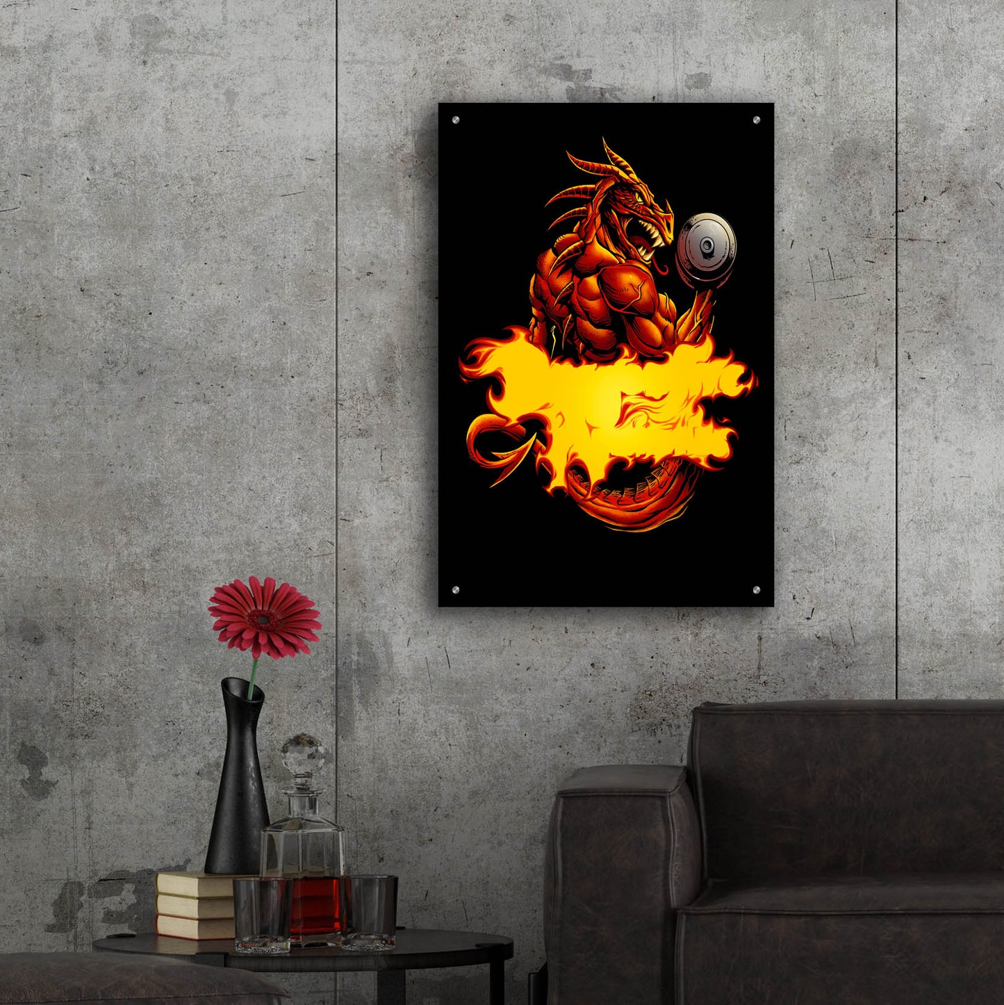 Epic Art 'Dragonfire Logo Fire' by Flyland Designs, Acrylic Glass Wall Art,24x36