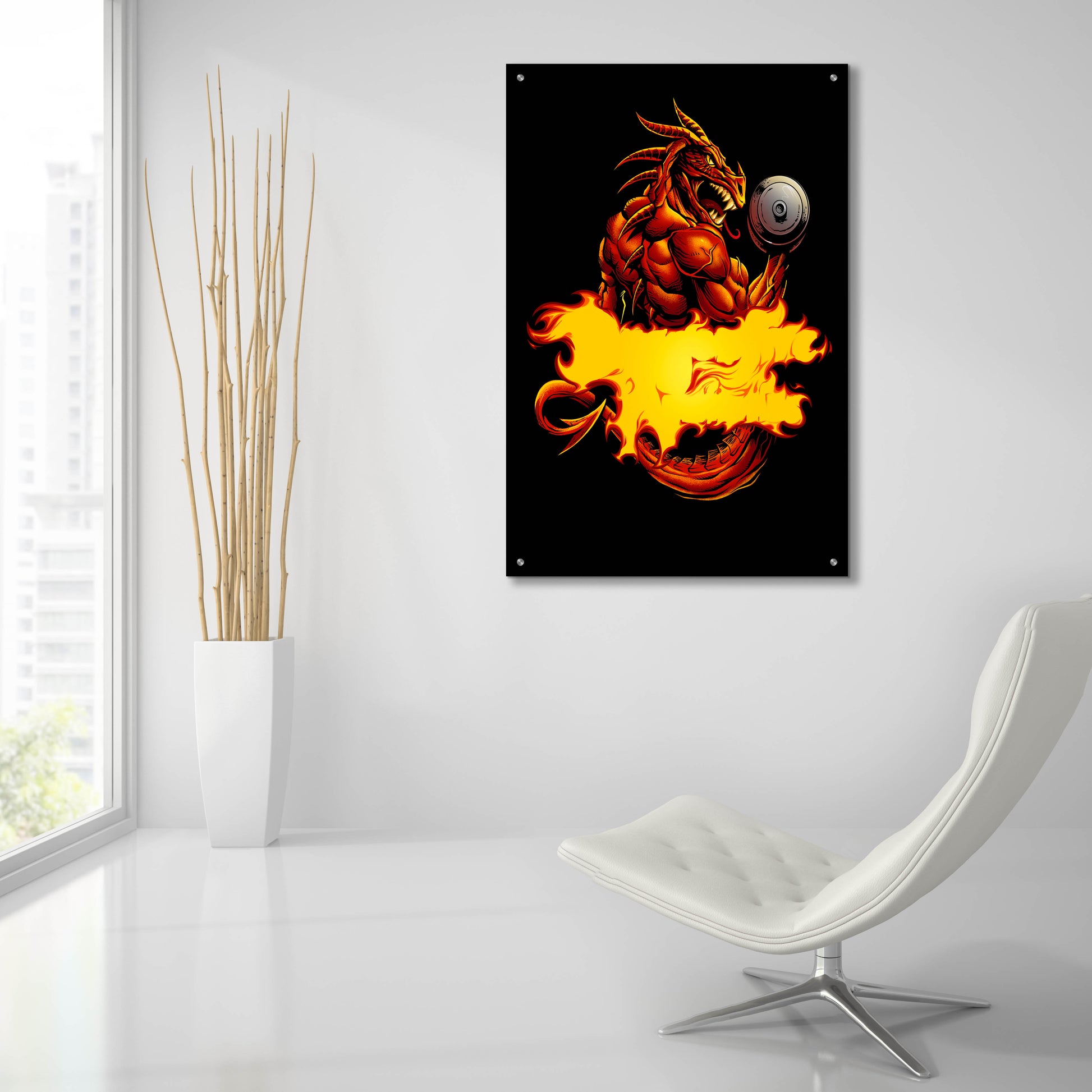 Epic Art 'Dragonfire Logo Fire' by Flyland Designs, Acrylic Glass Wall Art,24x36