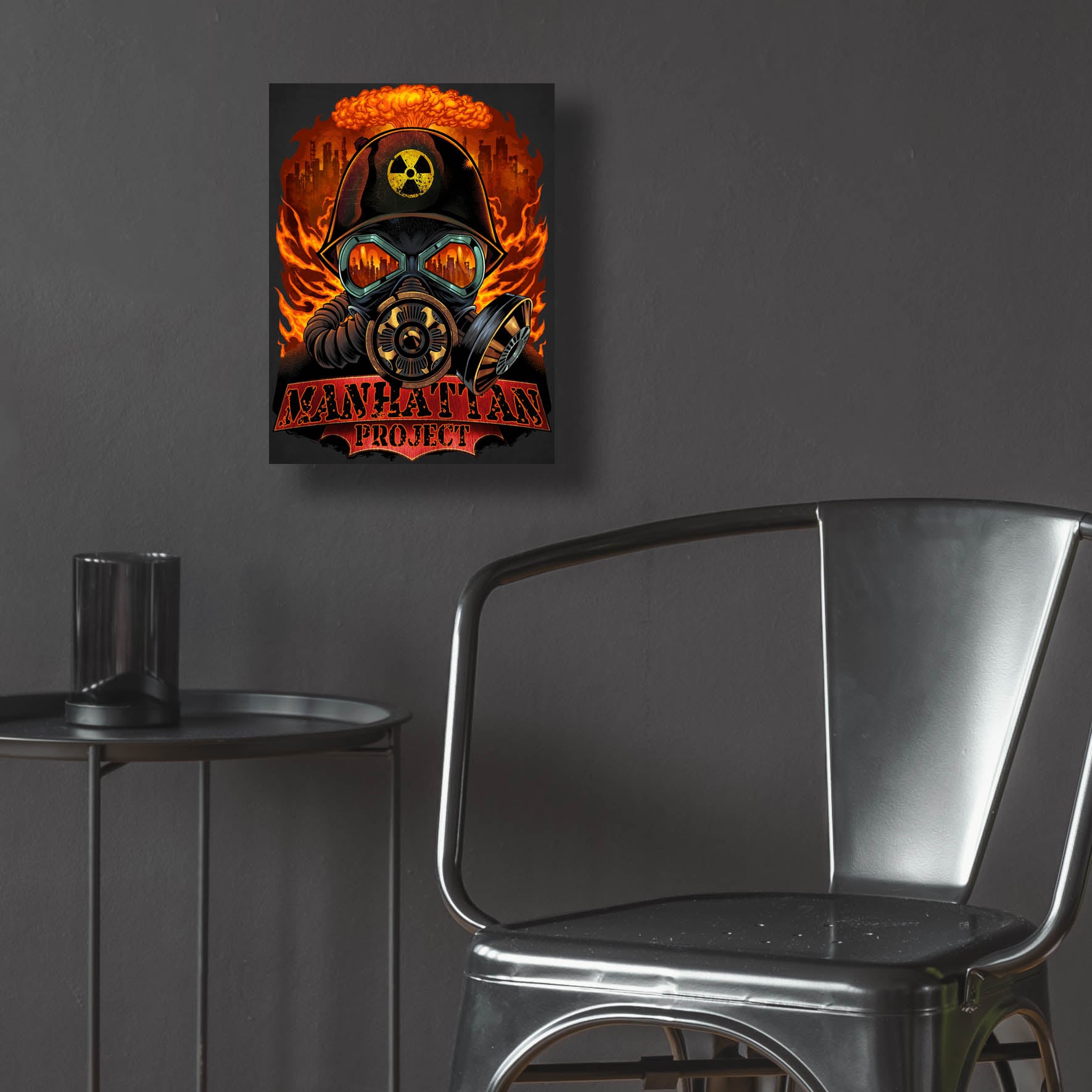 Epic Art 'Gas Mask Nuclear Explosion' by Flyland Designs, Acrylic Glass Wall Art,12x16