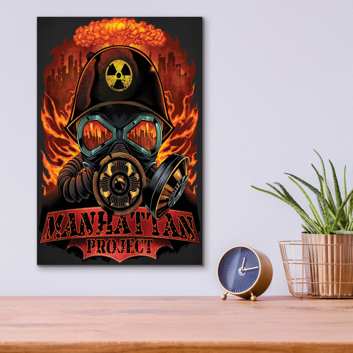 Epic Art 'Gas Mask Nuclear Explosion' by Flyland Designs, Acrylic Glass Wall Art,12x16