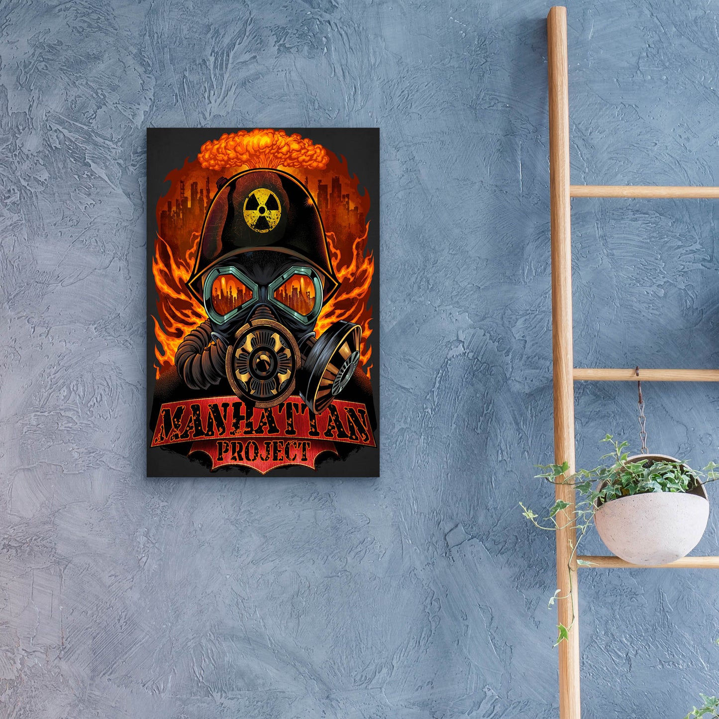 Epic Art 'Gas Mask Nuclear Explosion' by Flyland Designs, Acrylic Glass Wall Art,16x24