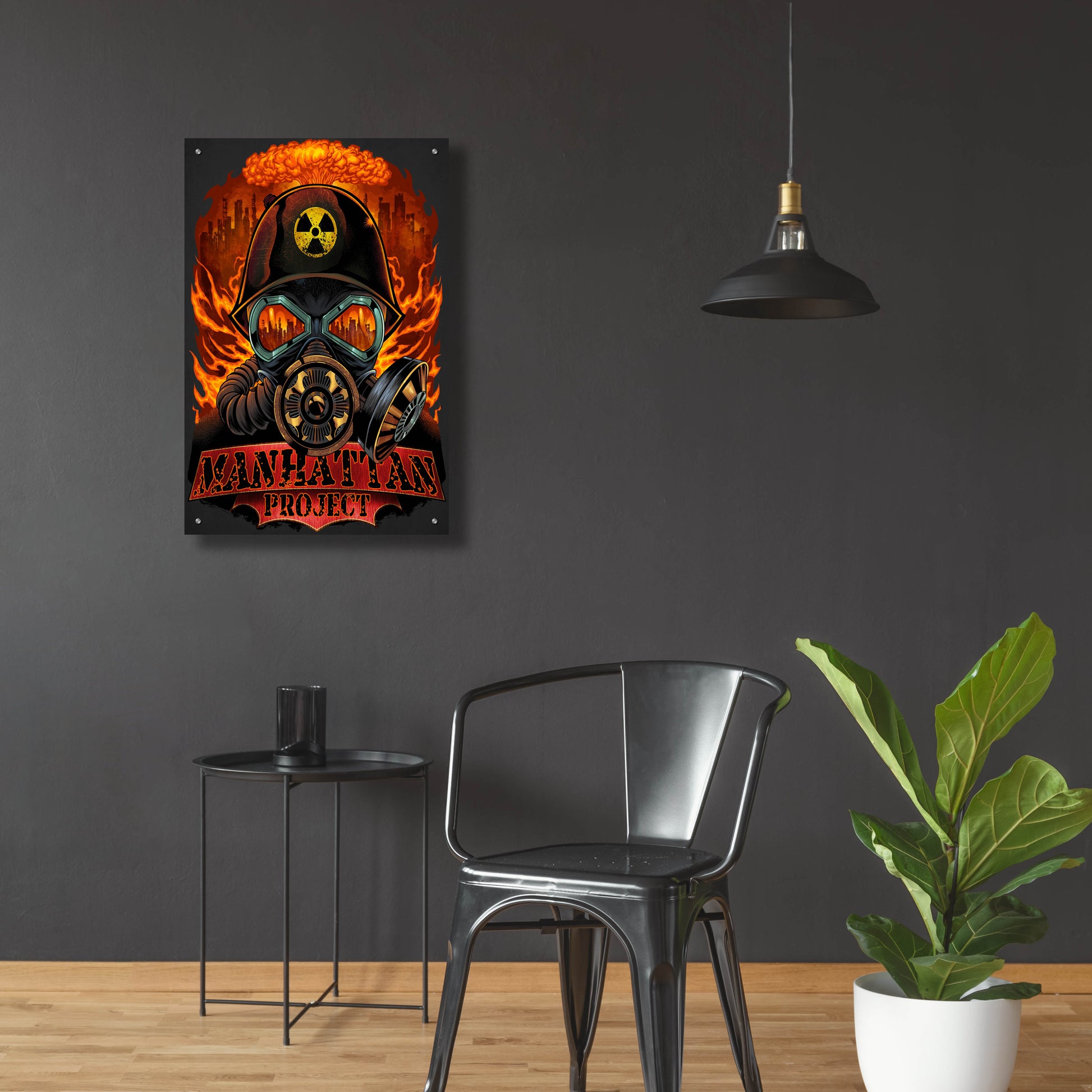 Epic Art 'Gas Mask Nuclear Explosion' by Flyland Designs, Acrylic Glass Wall Art,24x36