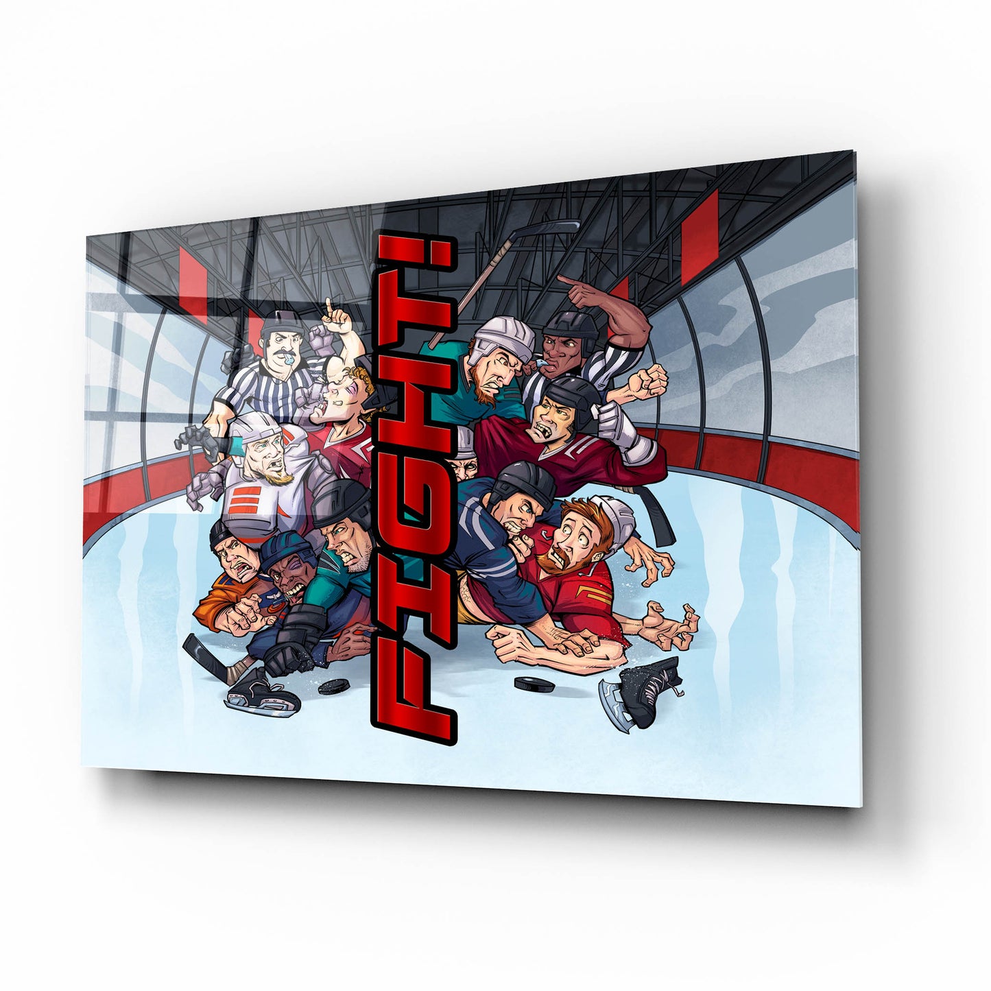 Epic Art 'Hockey Fight Background' by Flyland Designs, Acrylic Glass Wall Art,16x12