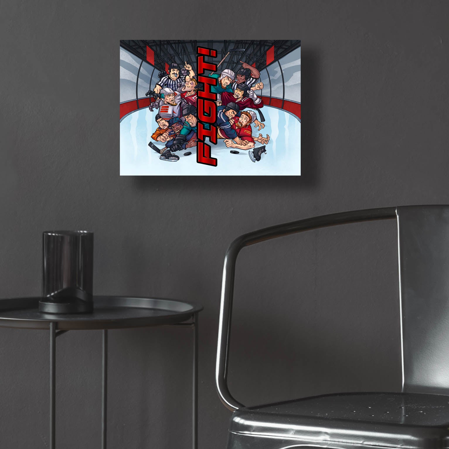 Epic Art 'Hockey Fight Background' by Flyland Designs, Acrylic Glass Wall Art,16x12