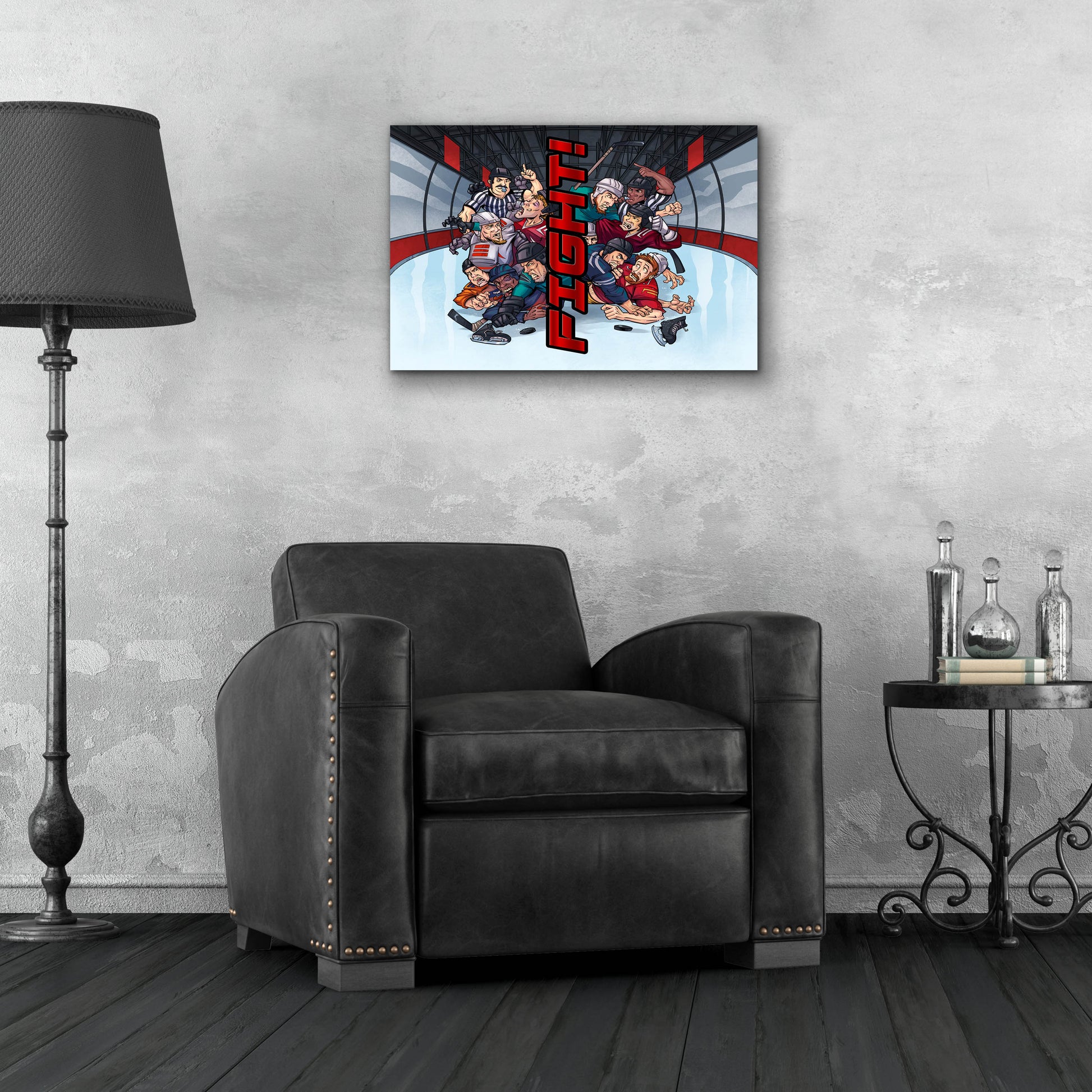 Epic Art 'Hockey Fight Background' by Flyland Designs, Acrylic Glass Wall Art,24x16