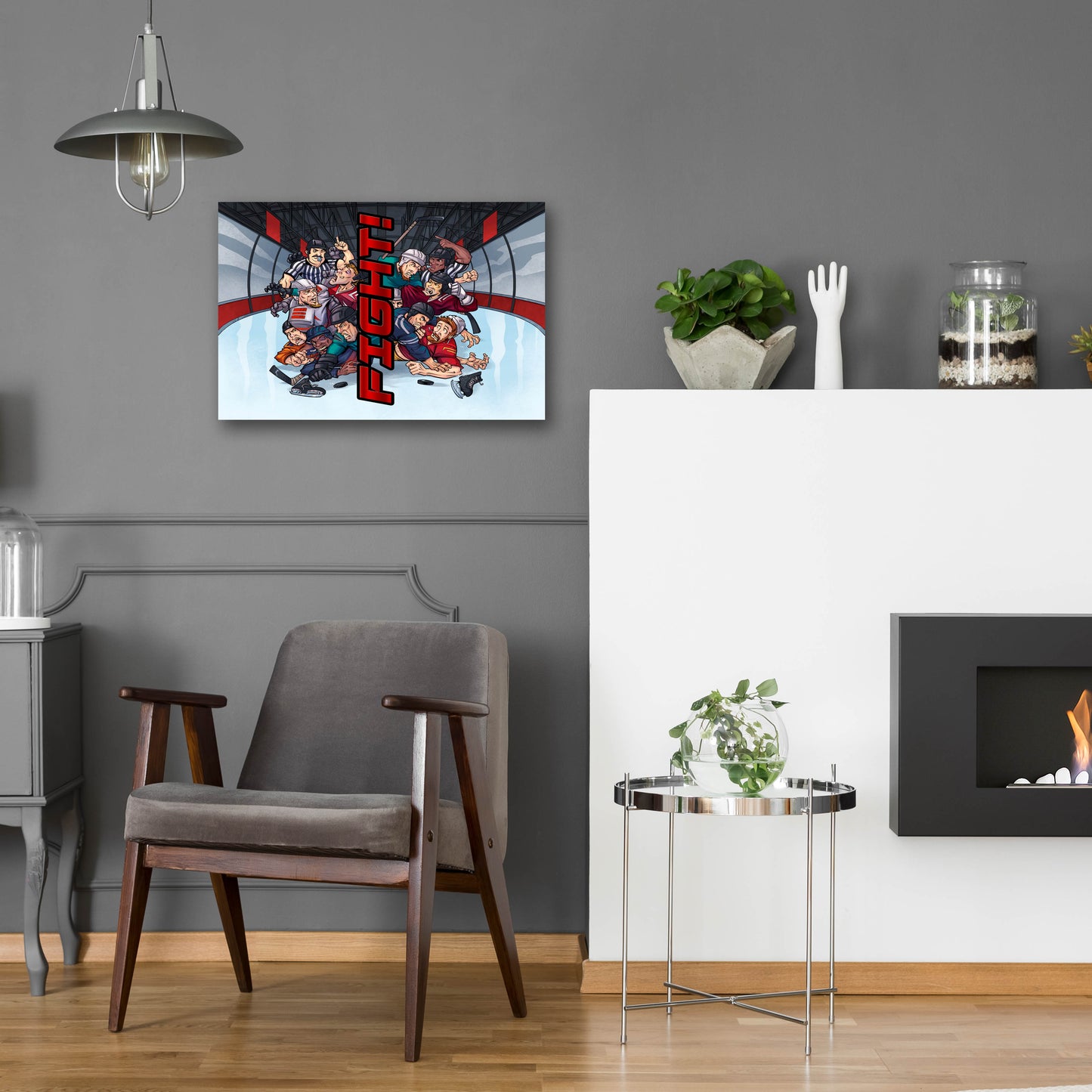 Epic Art 'Hockey Fight Background' by Flyland Designs, Acrylic Glass Wall Art,24x16