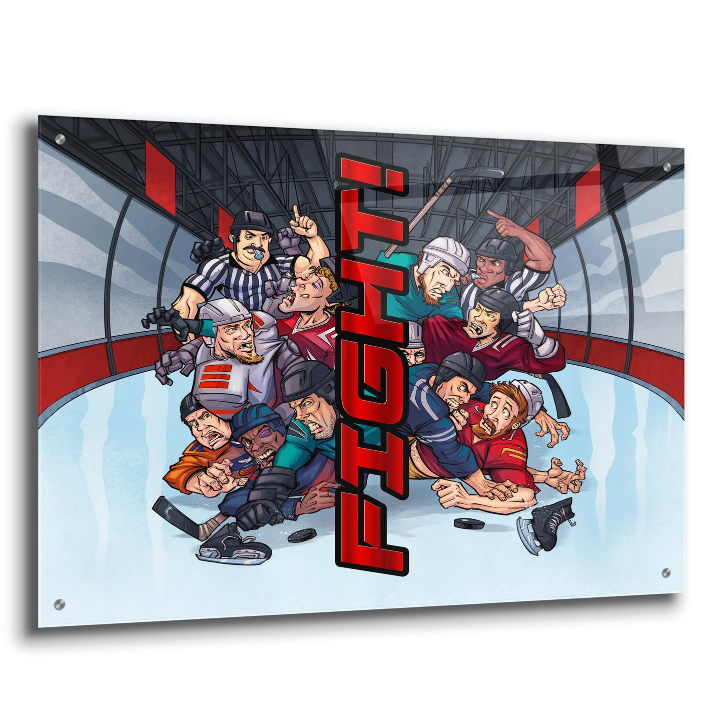 Epic Art 'Hockey Fight Background' by Flyland Designs, Acrylic Glass Wall Art,36x24