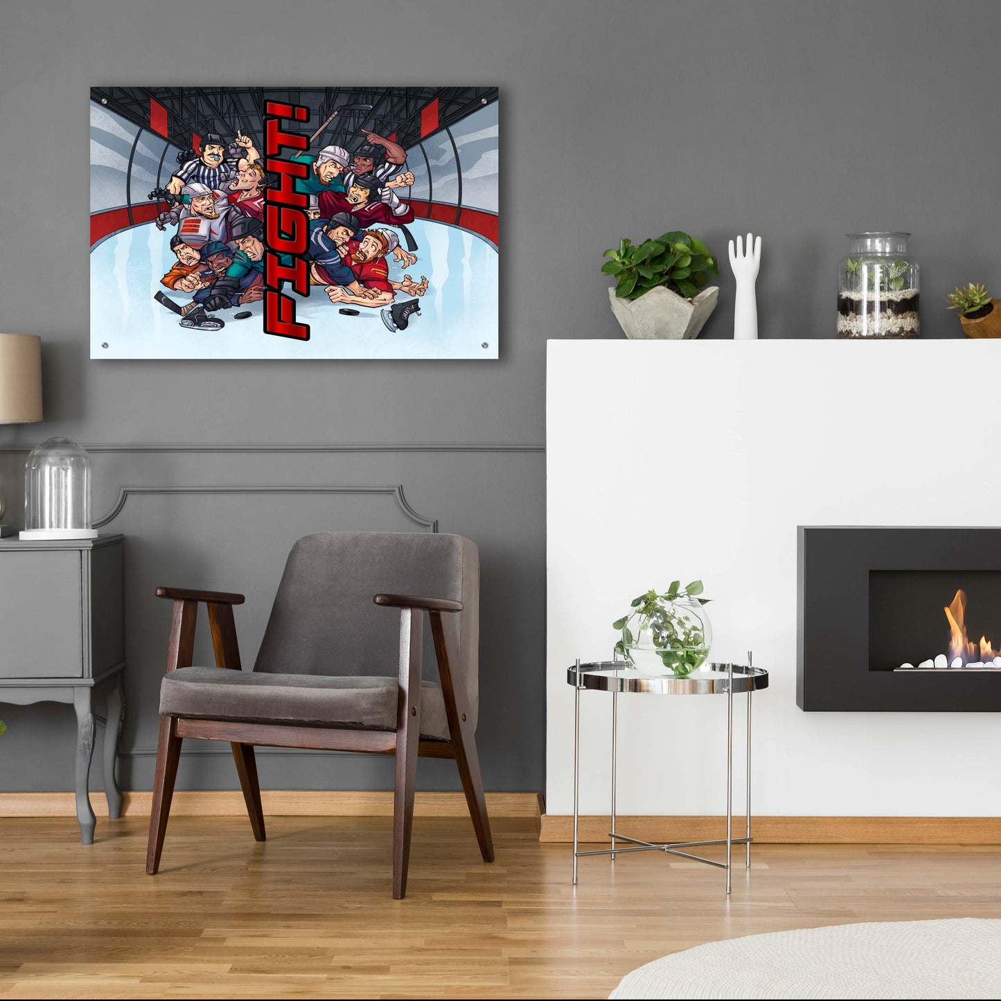 Epic Art 'Hockey Fight Background' by Flyland Designs, Acrylic Glass Wall Art,36x24