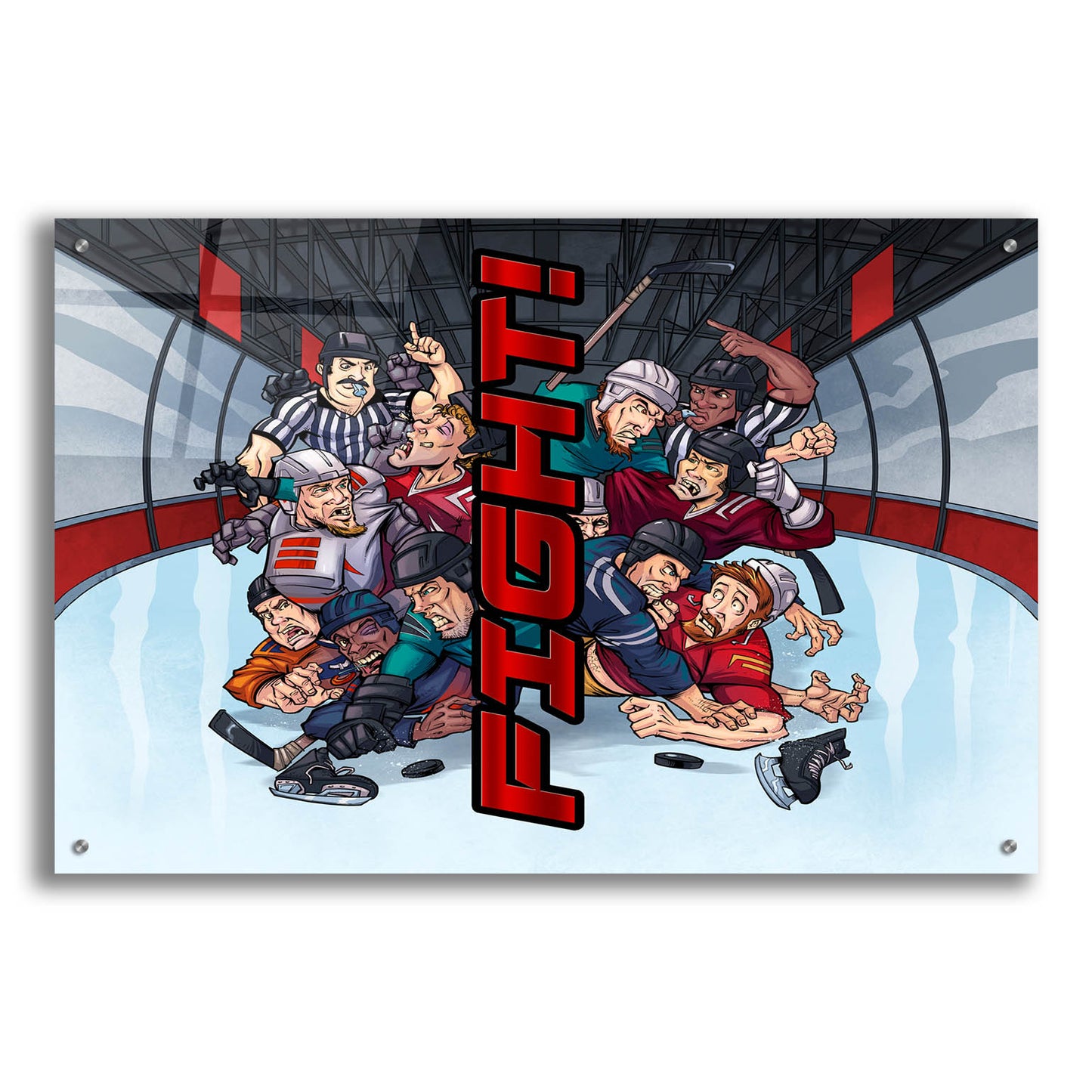 Epic Art 'Hockey Fight Background' by Flyland Designs, Acrylic Glass Wall Art,36x24