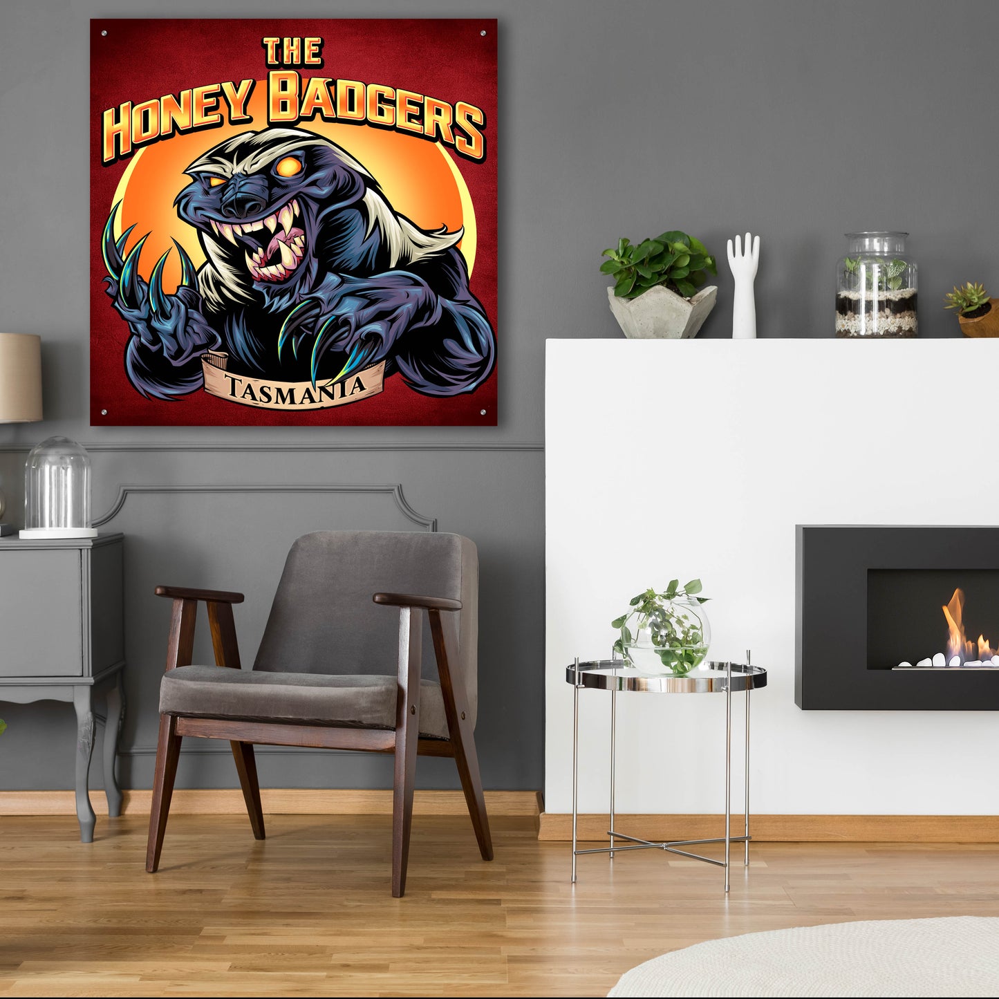 Epic Art 'Honey Badger Logo Design Green' by Flyland Designs, Acrylic Glass Wall Art,36x36