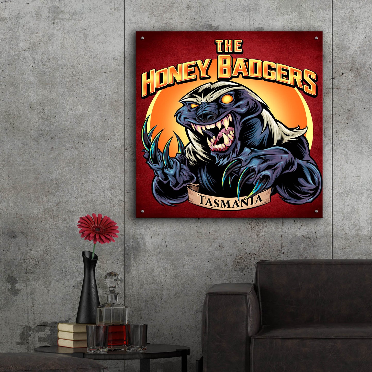 Epic Art 'Honey Badger Logo Design Green' by Flyland Designs, Acrylic Glass Wall Art,36x36