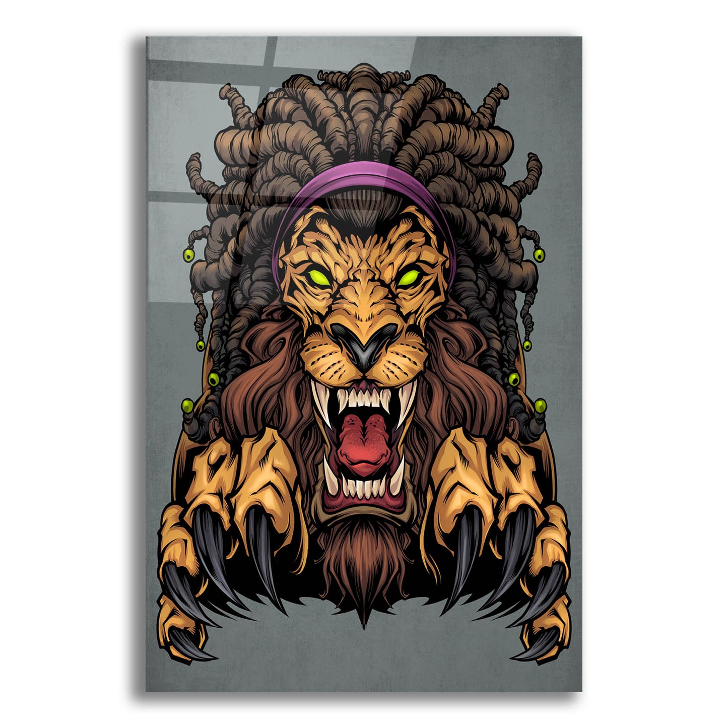 Epic Art 'Lion With Dreadlocks' by Flyland Designs, Acrylic Glass Wall Art,12x16