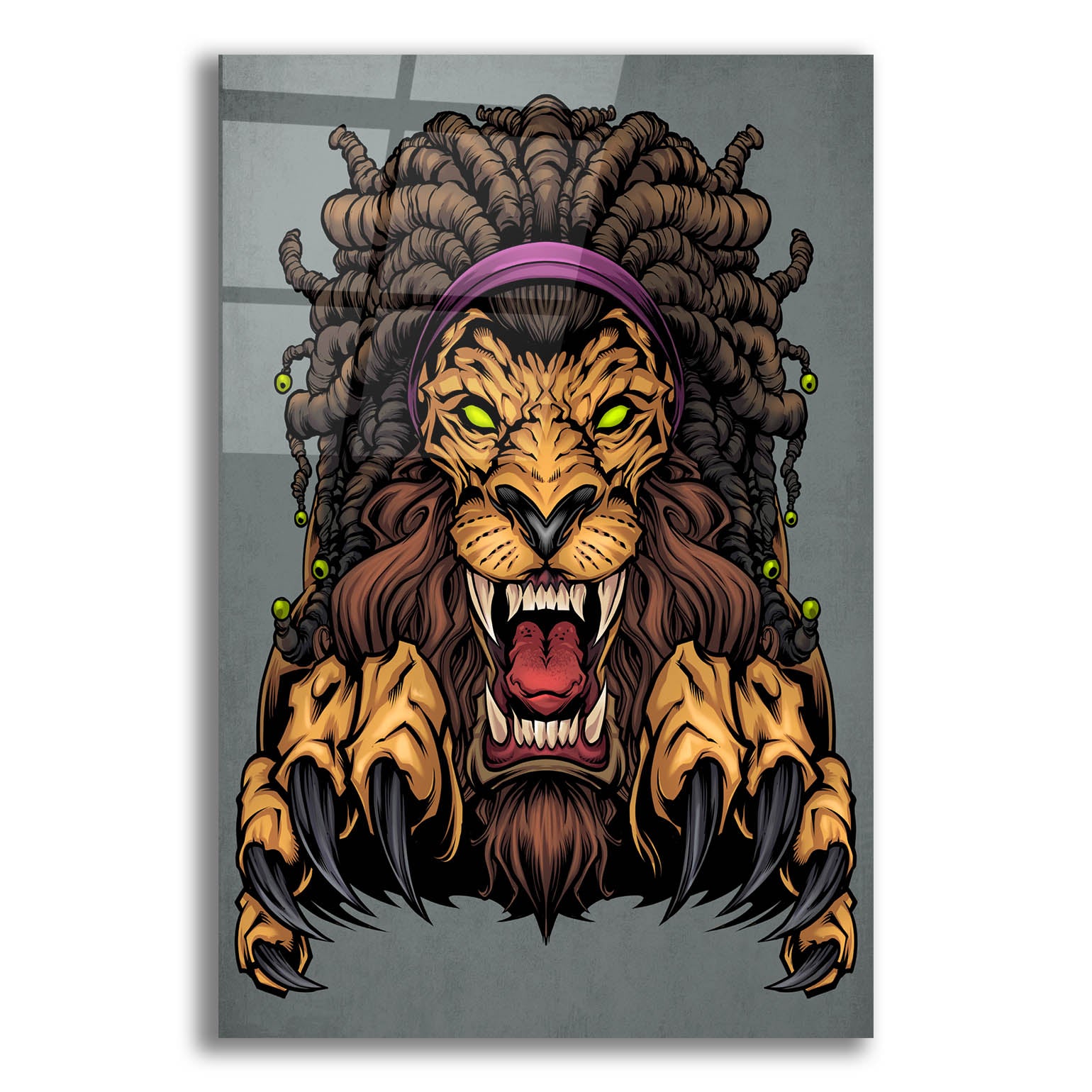 Epic Art 'Lion With Dreadlocks' by Flyland Designs, Acrylic Glass Wall Art,16x24