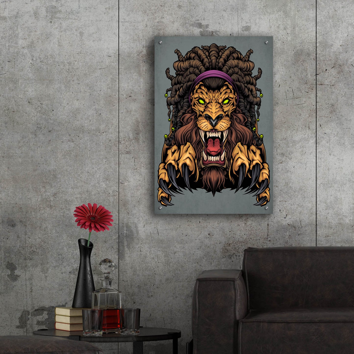 Epic Art 'Lion With Dreadlocks' by Flyland Designs, Acrylic Glass Wall Art,24x36