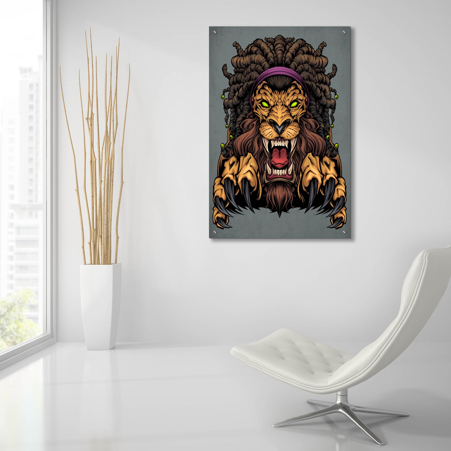 Epic Art 'Lion With Dreadlocks' by Flyland Designs, Acrylic Glass Wall Art,24x36