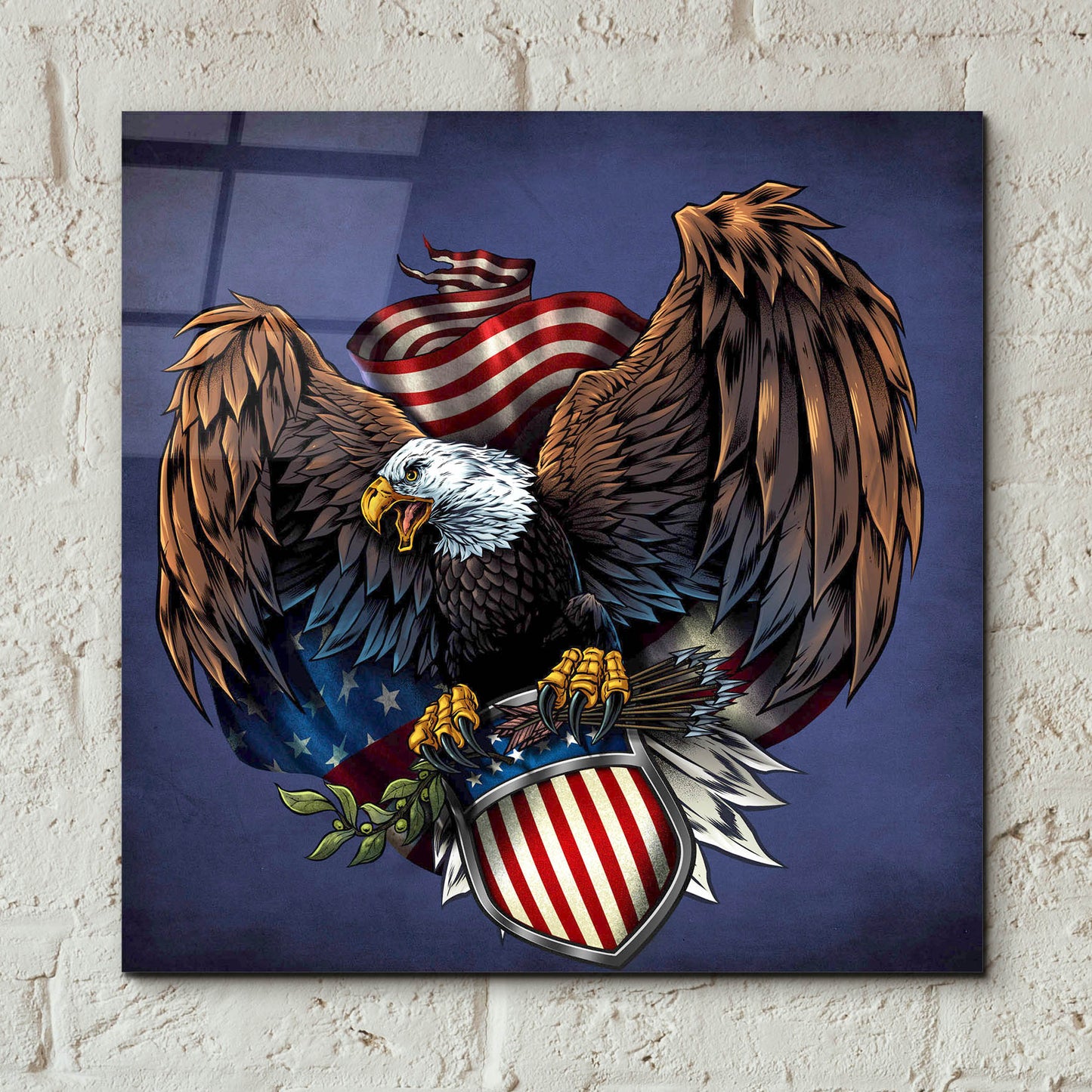 Epic Art 'Army Eagle Decal' by Flyland Designs, Acrylic Glass Wall Art,12x12