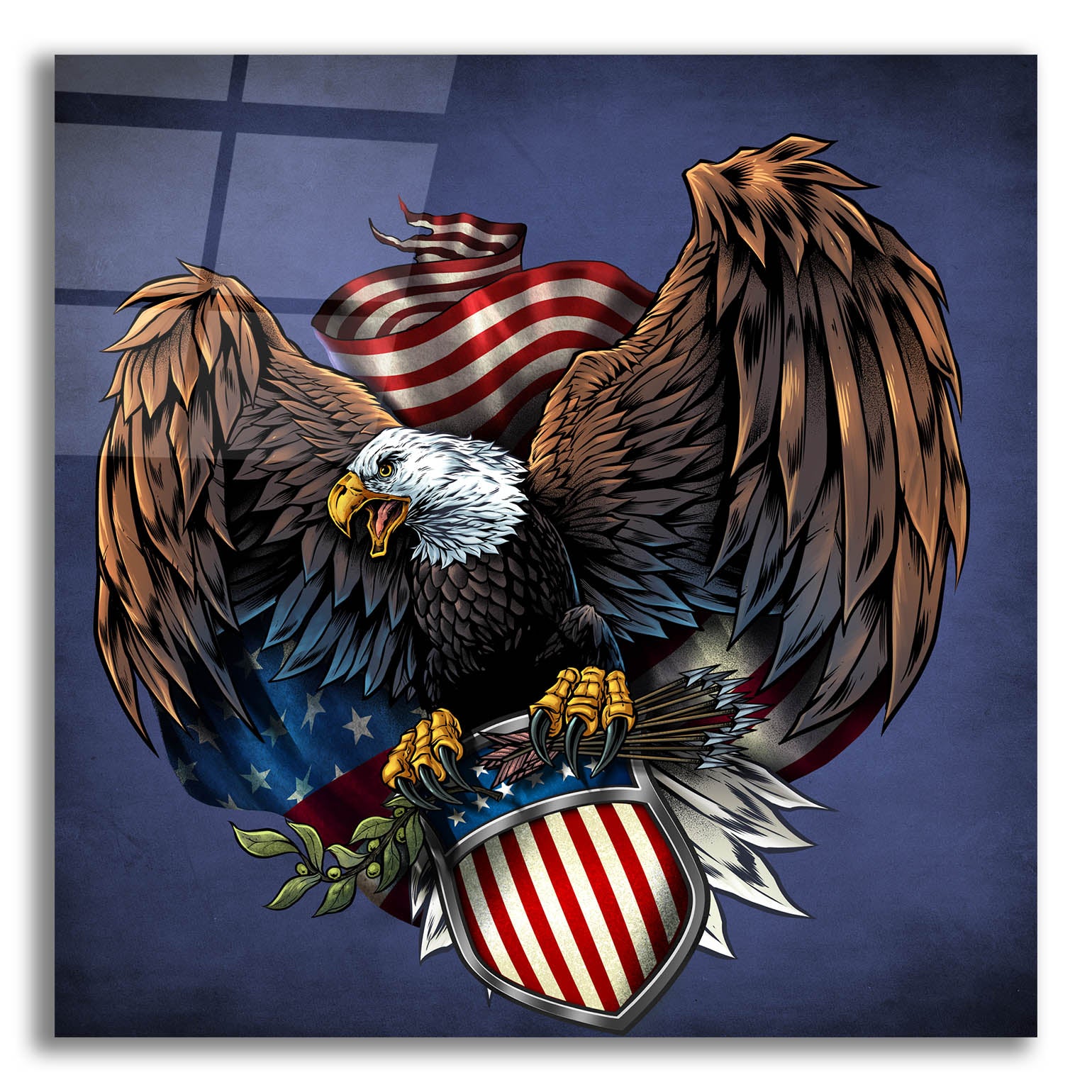 Epic Art 'Army Eagle Decal' by Flyland Designs, Acrylic Glass Wall Art,12x12