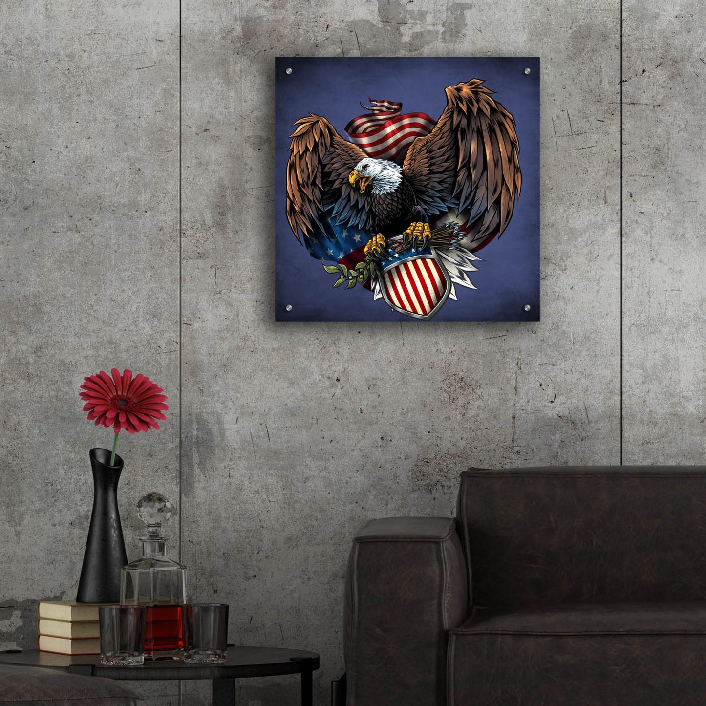 Epic Art 'Army Eagle Decal' by Flyland Designs, Acrylic Glass Wall Art,24x24