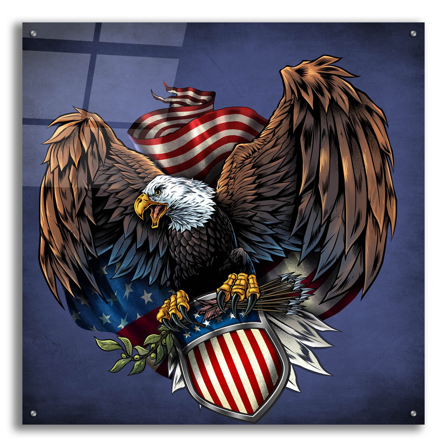 Epic Art 'Army Eagle Decal' by Flyland Designs, Acrylic Glass Wall Art,36x36