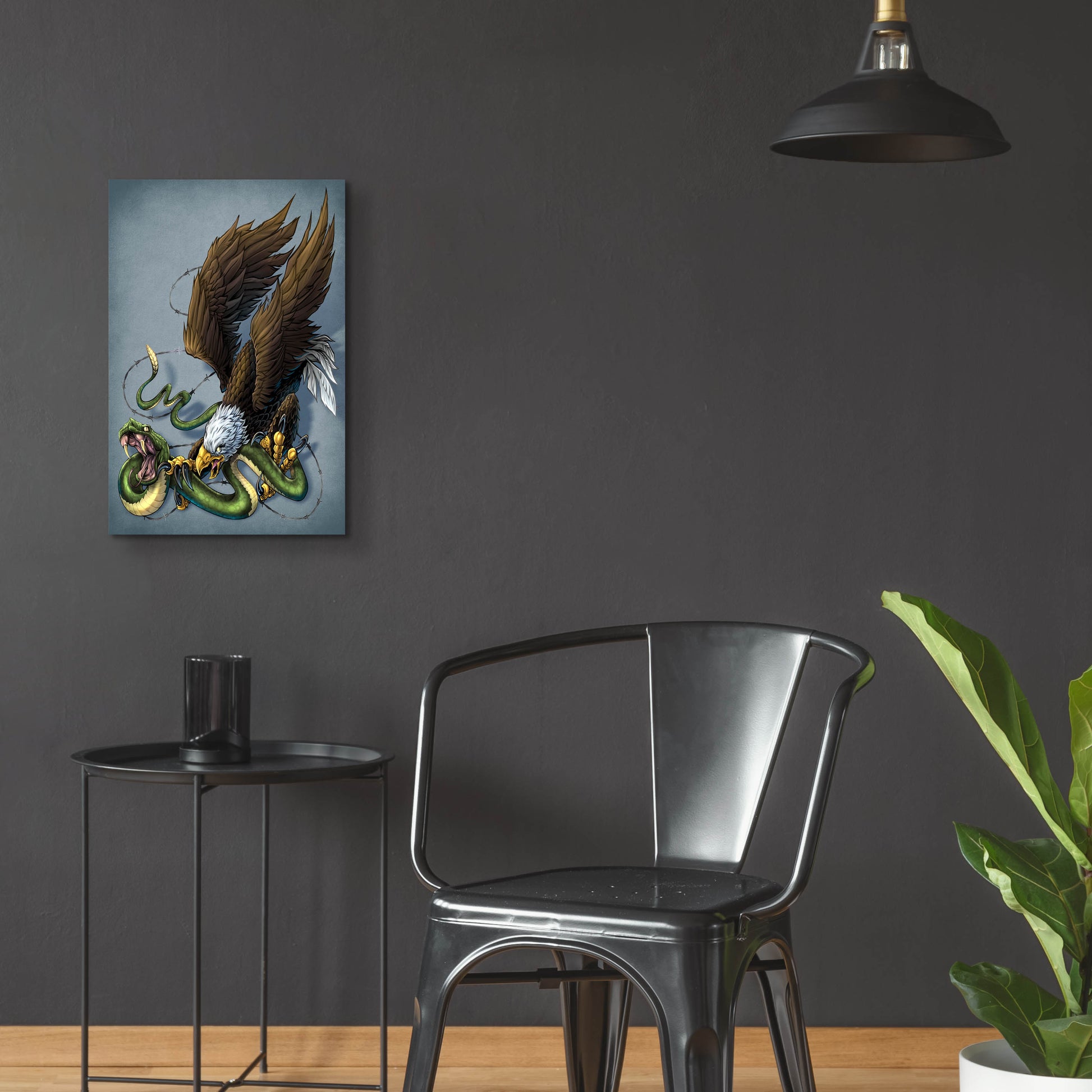 Epic Art 'Don't Tread On Me Eagle And Snake Painting' by Flyland Designs, Acrylic Glass Wall Art,16x24