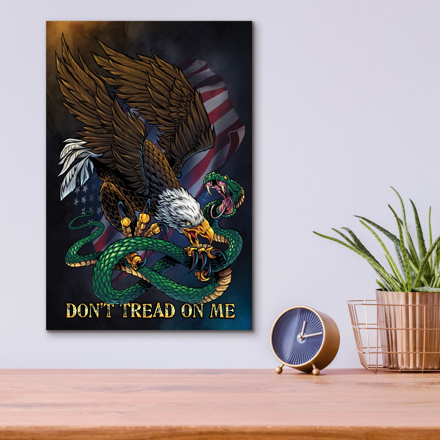 Epic Art 'Don't Tread On Me Eagle and Snake' by Flyland Designs, Acrylic Glass Wall Art,12x16