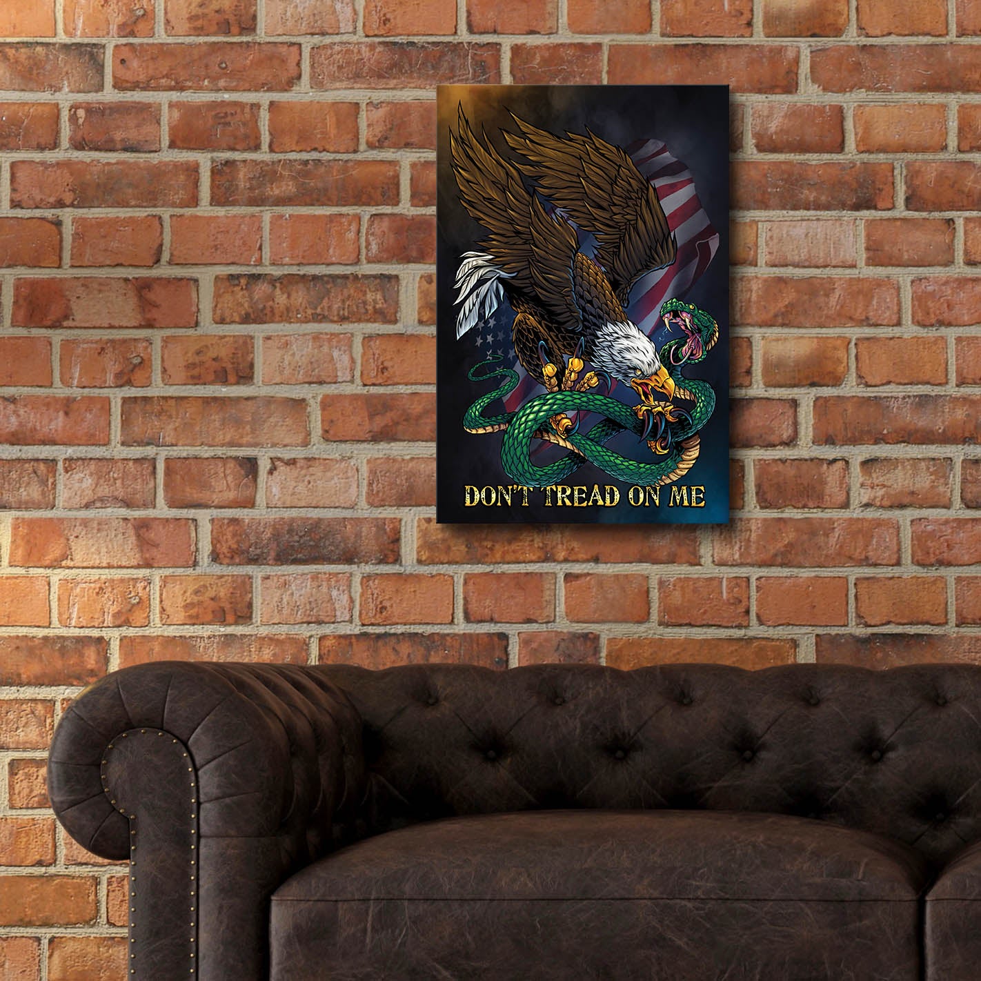 Epic Art 'Don't Tread On Me Eagle and Snake' by Flyland Designs, Acrylic Glass Wall Art,16x24