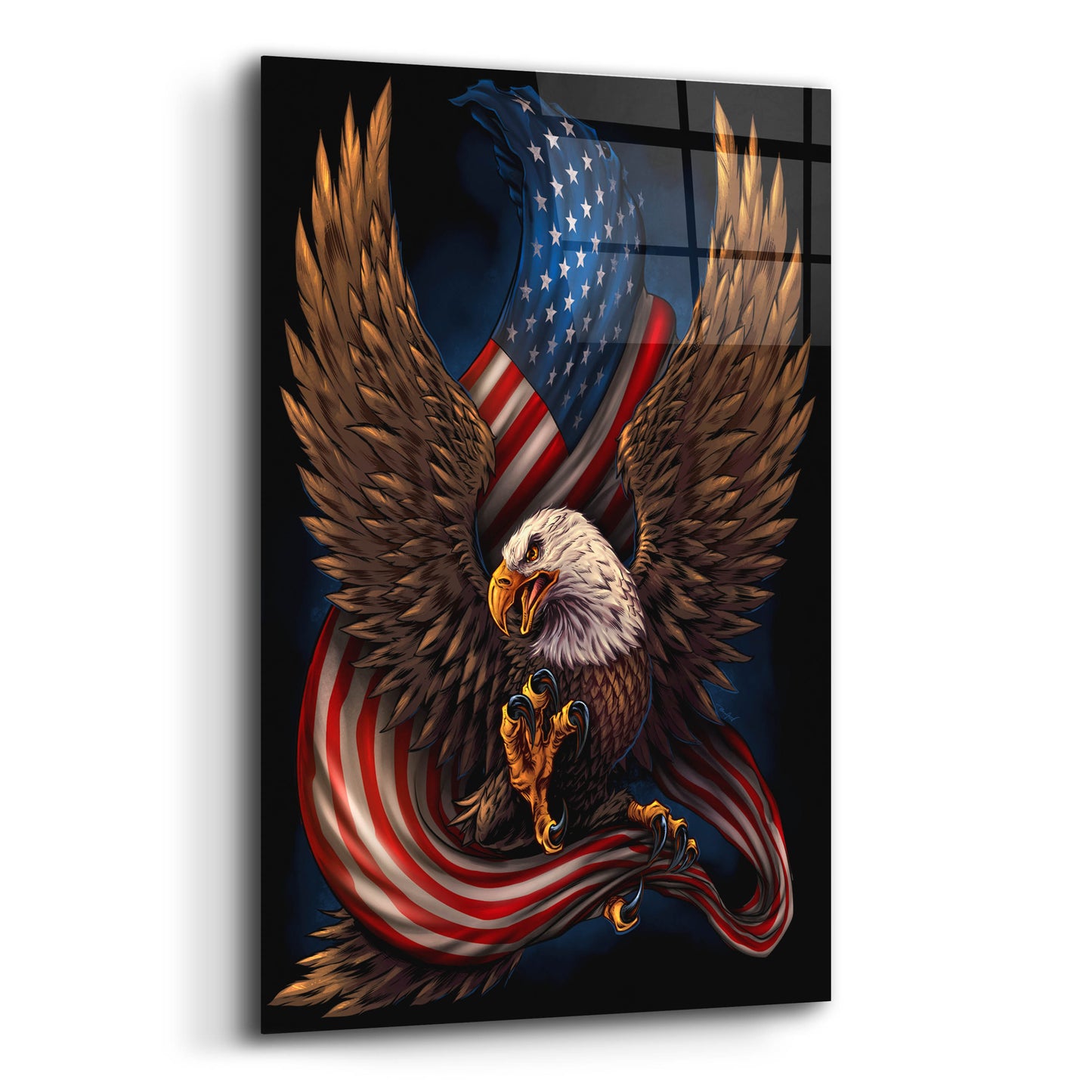 Epic Art 'Eagle and Flag' by Flyland Designs, Acrylic Glass Wall Art,12x16