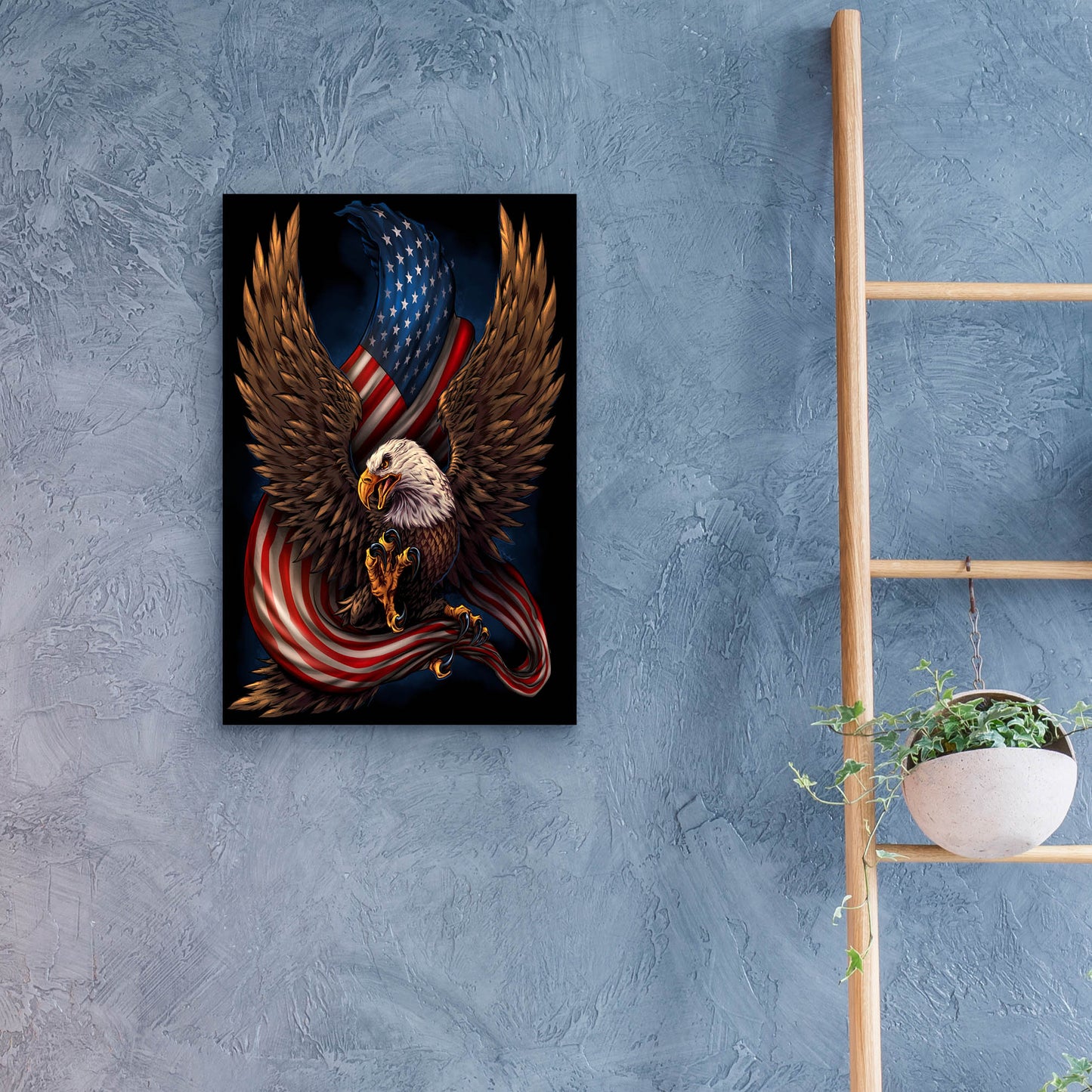 Epic Art 'Eagle and Flag' by Flyland Designs, Acrylic Glass Wall Art,16x24