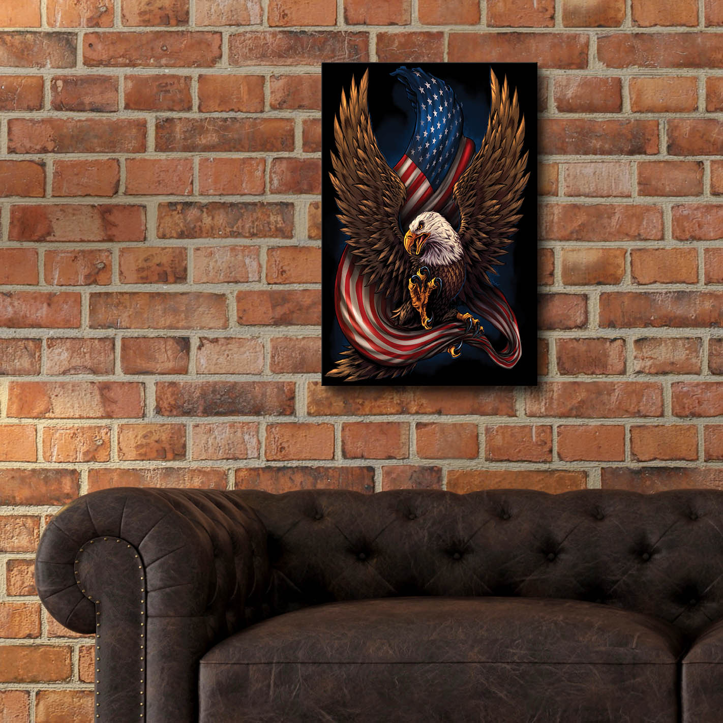 Epic Art 'Eagle and Flag' by Flyland Designs, Acrylic Glass Wall Art,16x24