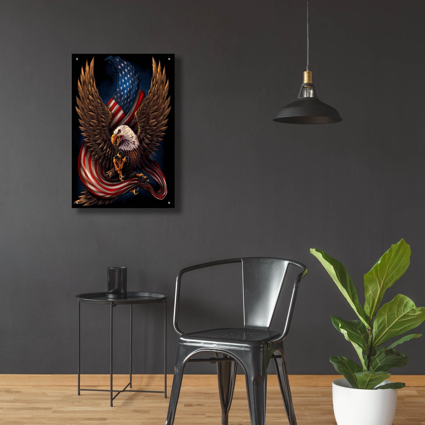 Epic Art 'Eagle and Flag' by Flyland Designs, Acrylic Glass Wall Art,24x36