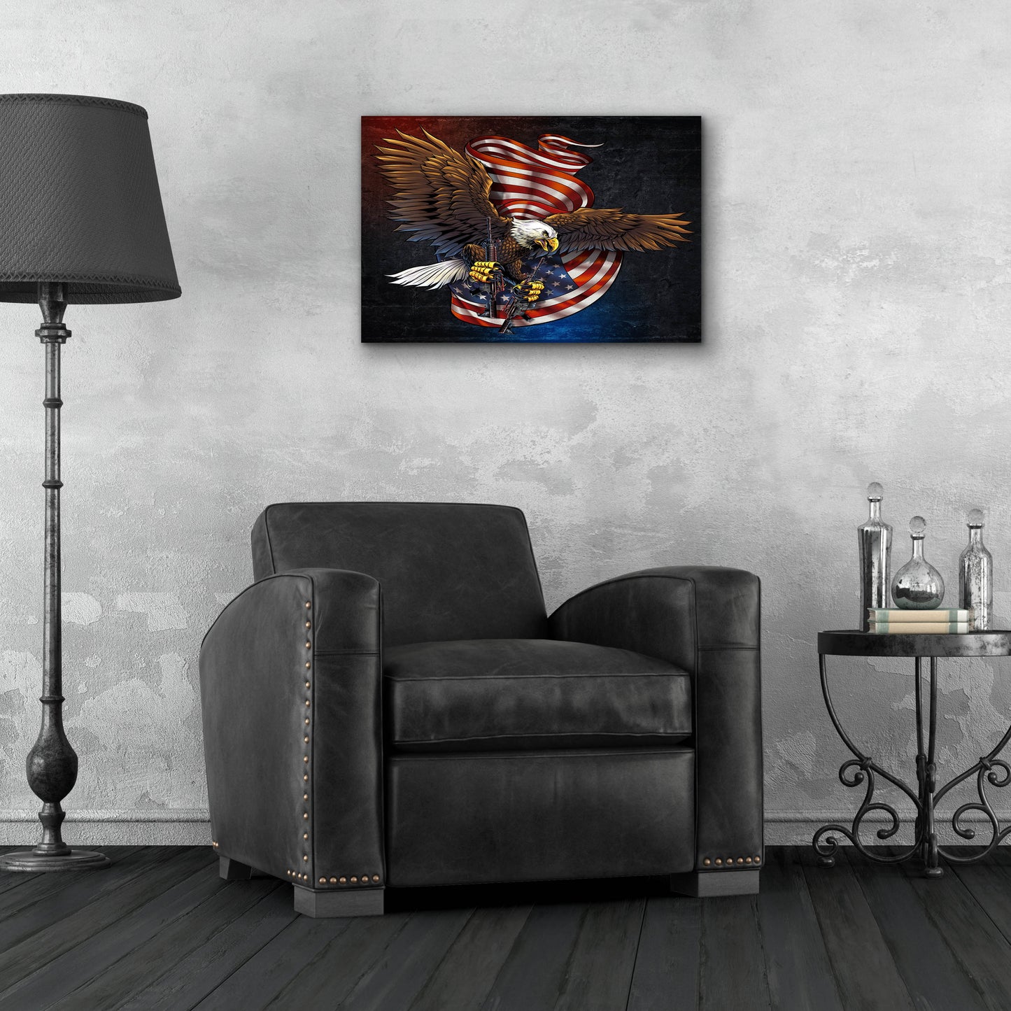 Epic Art 'Eagle and Guns' by Flyland Designs, Acrylic Glass Wall Art,24x16