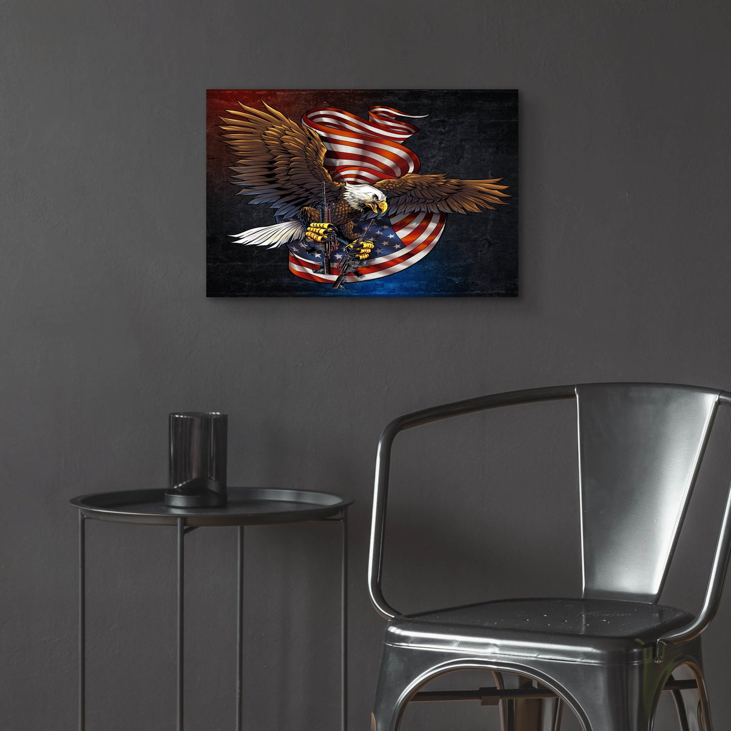 Epic Art 'Eagle and Guns' by Flyland Designs, Acrylic Glass Wall Art,24x16