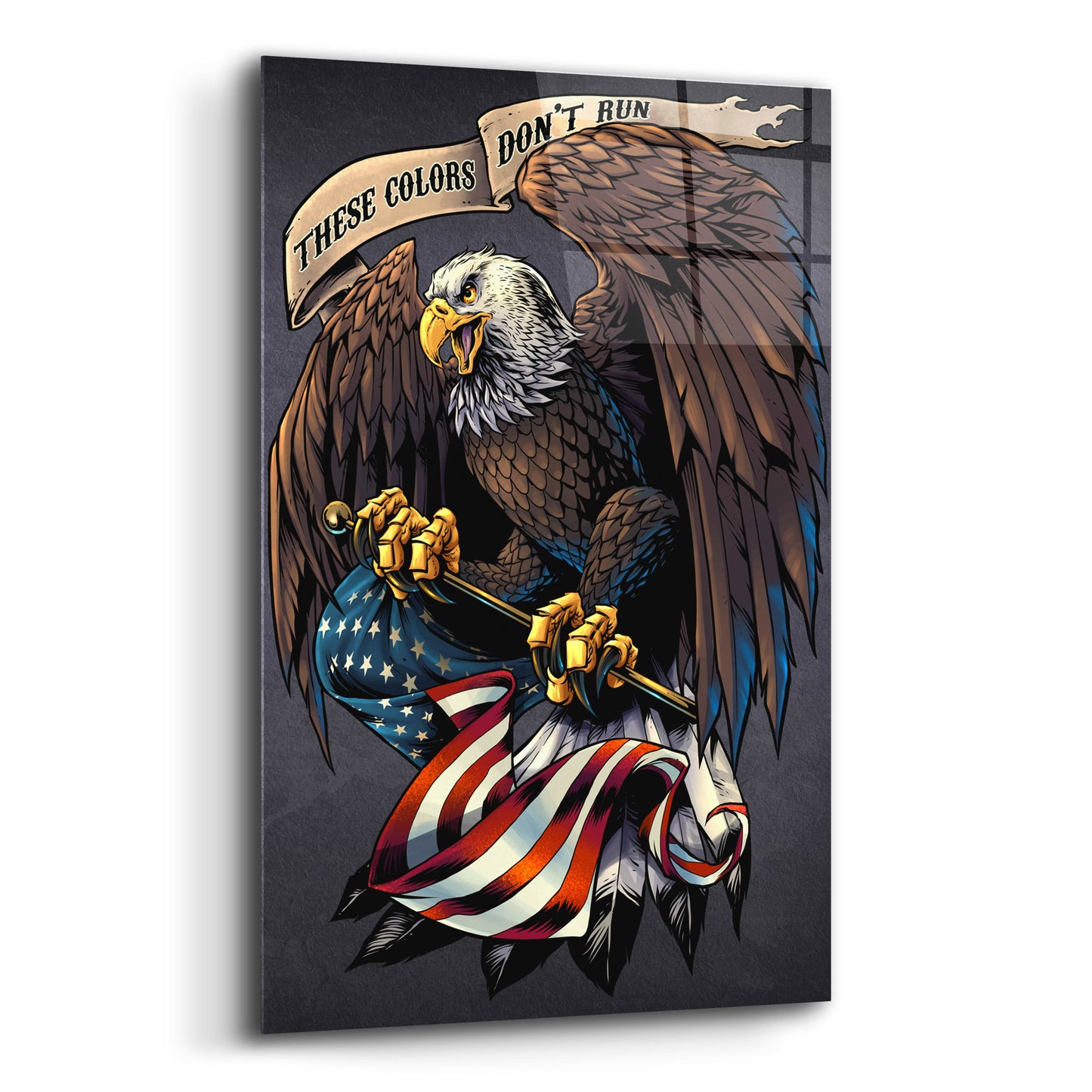 Epic Art 'Eagle Holding Flag' by Flyland Designs, Acrylic Glass Wall Art,12x16