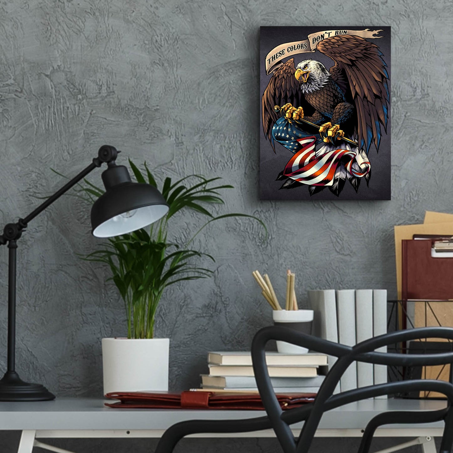 Epic Art 'Eagle Holding Flag' by Flyland Designs, Acrylic Glass Wall Art,12x16