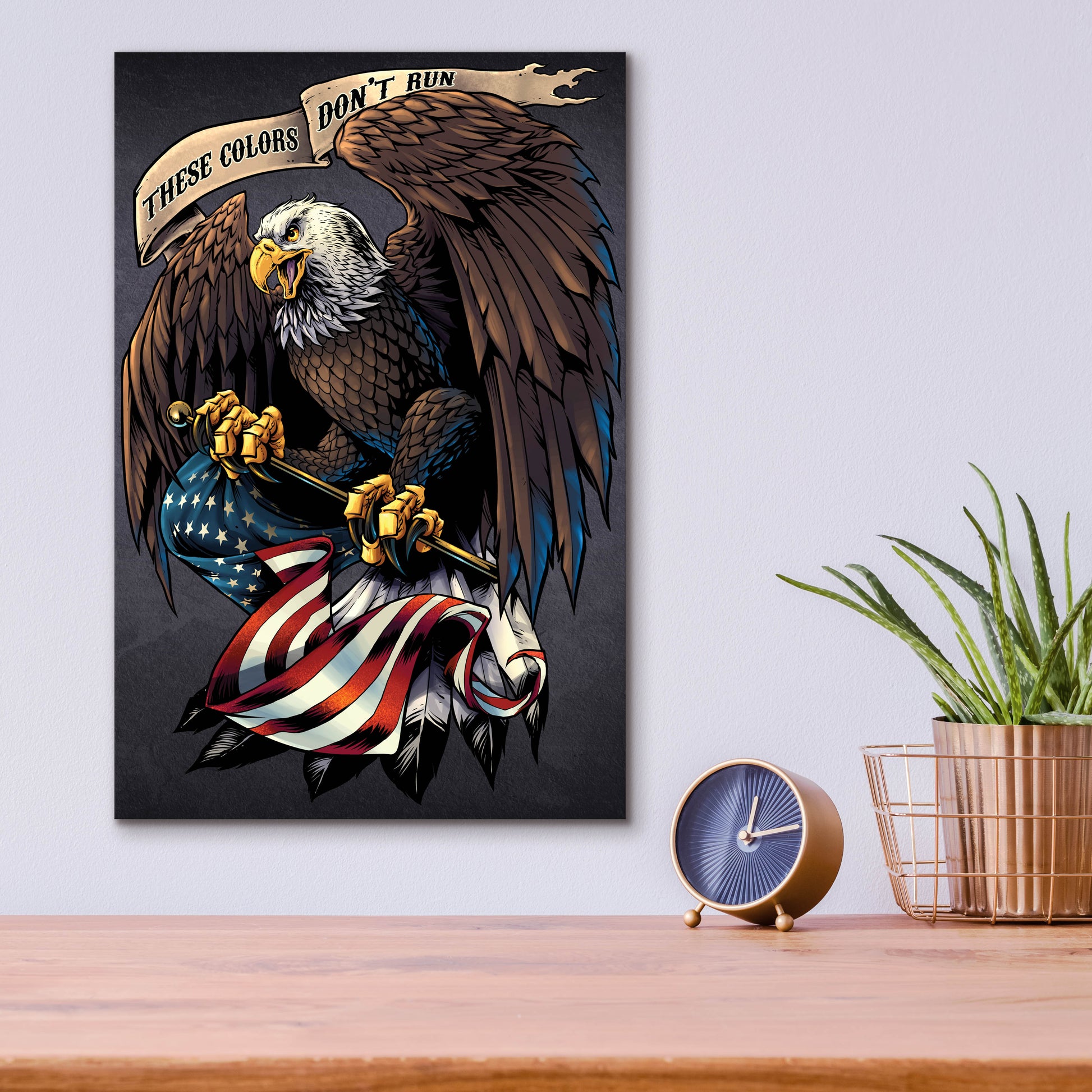 Epic Art 'Eagle Holding Flag' by Flyland Designs, Acrylic Glass Wall Art,12x16