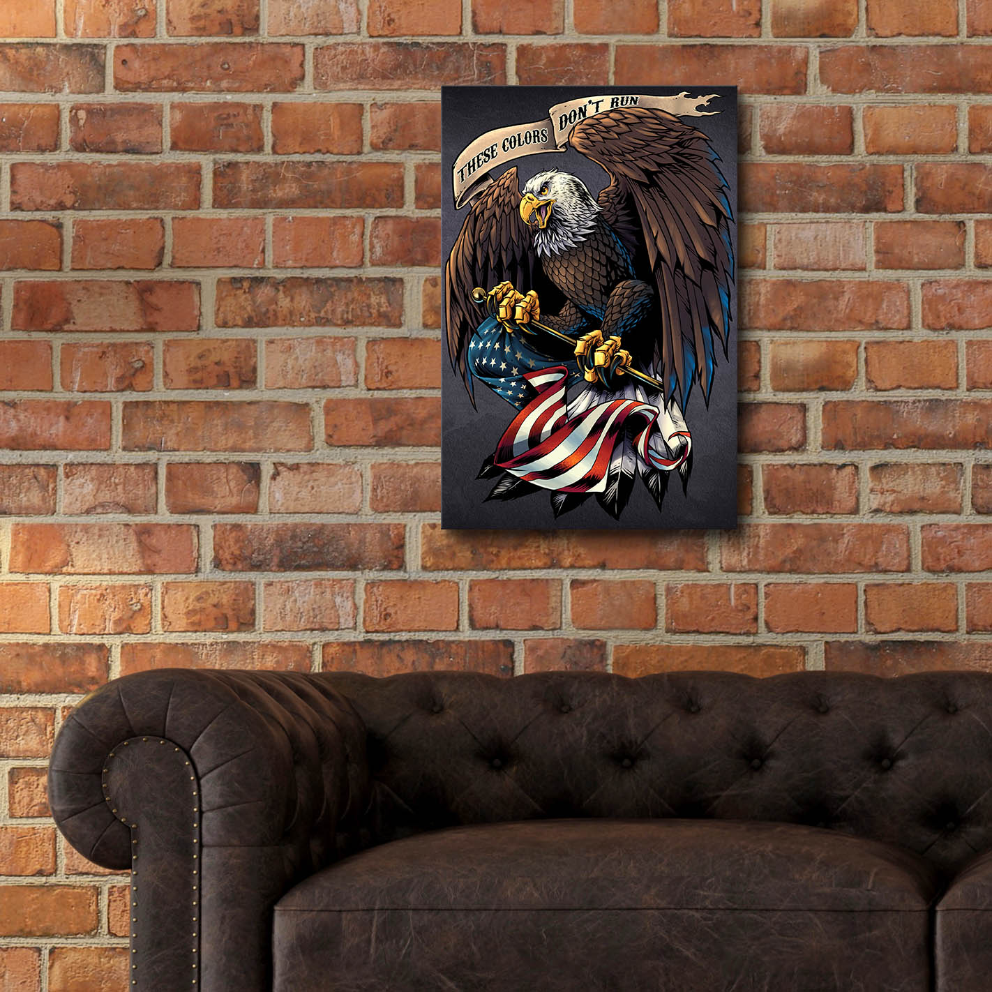 Epic Art 'Eagle Holding Flag' by Flyland Designs, Acrylic Glass Wall Art,16x24