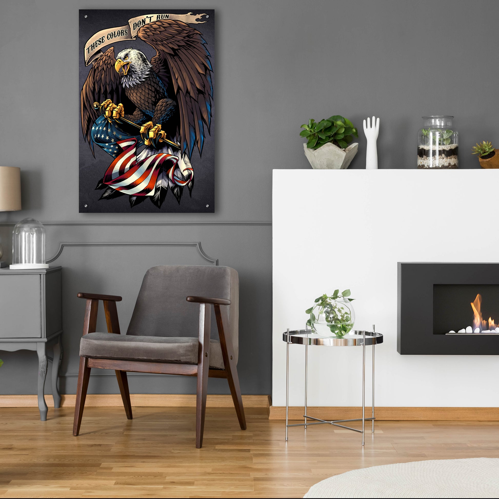 Epic Art 'Eagle Holding Flag' by Flyland Designs, Acrylic Glass Wall Art,24x36