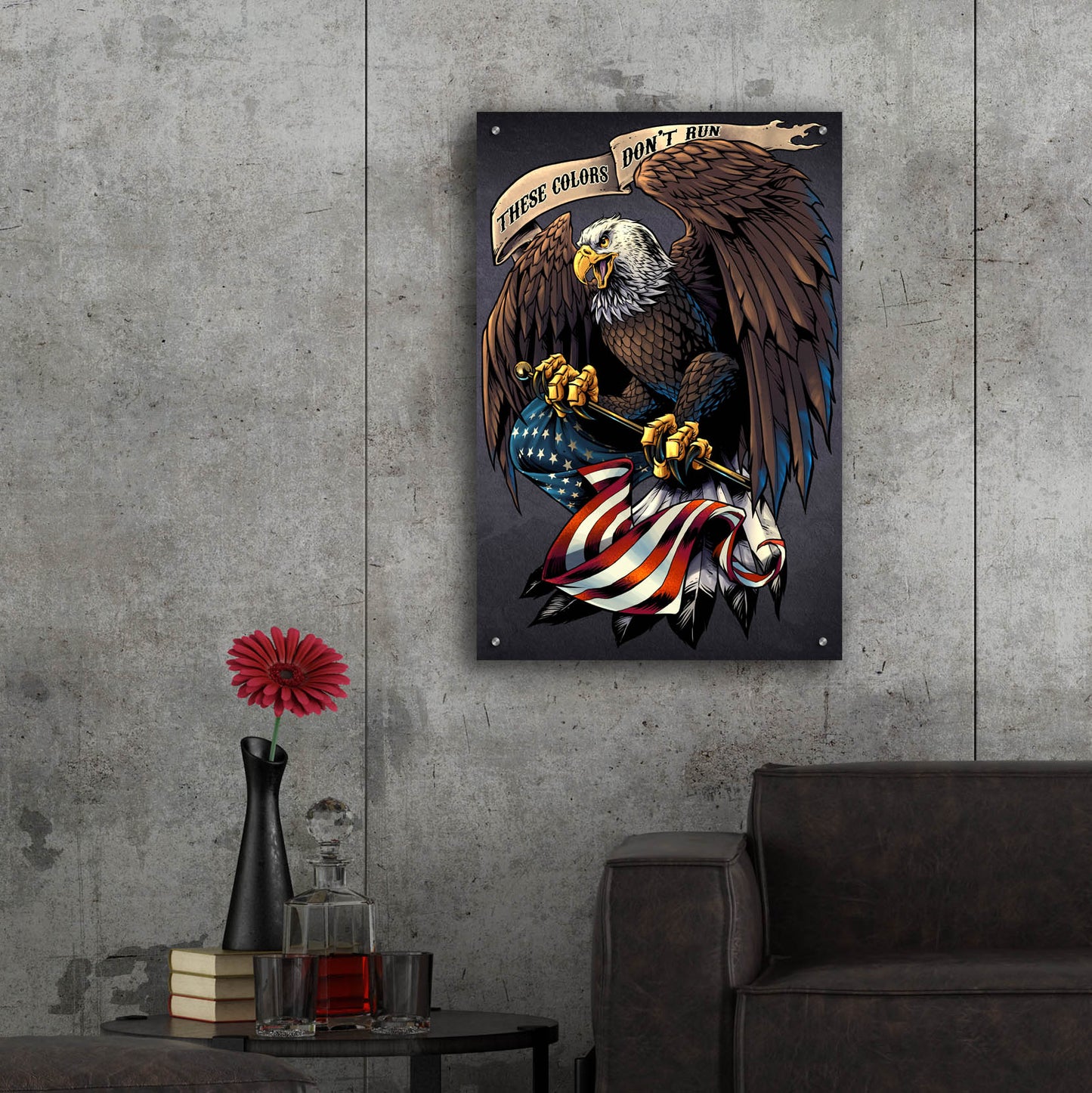 Epic Art 'Eagle Holding Flag' by Flyland Designs, Acrylic Glass Wall Art,24x36