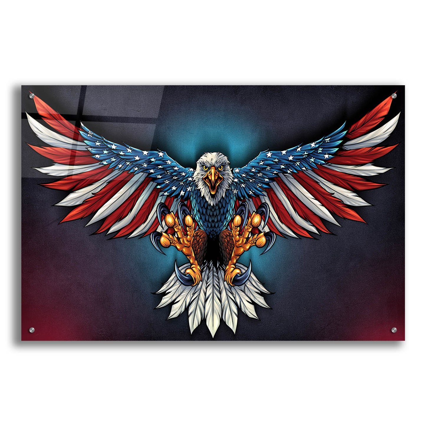 Epic Art 'Eagle With US Flag Wings Spread' by Flyland Designs, Acrylic Glass Wall Art,36x24