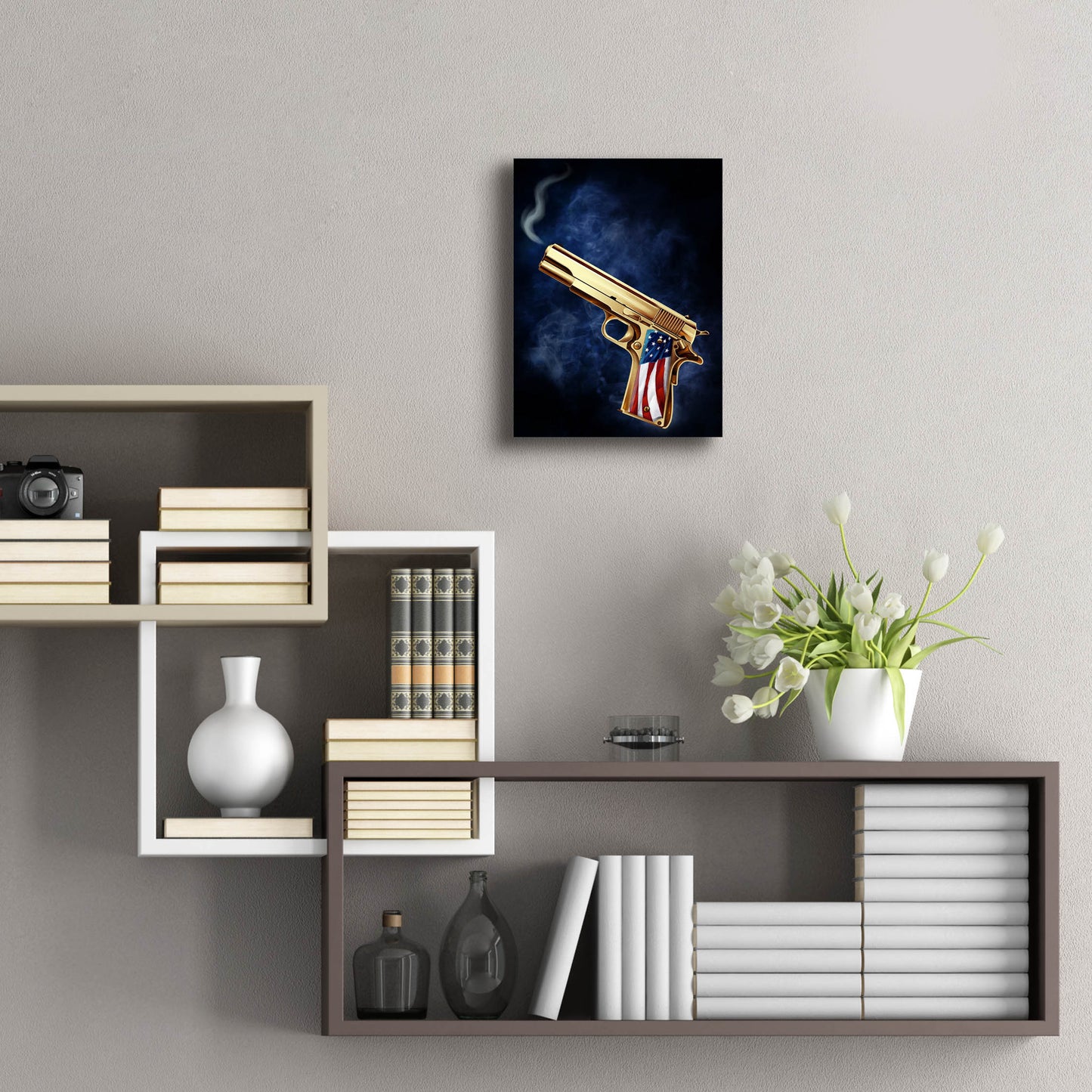 Epic Art 'Golden Gun' by Flyland Designs, Acrylic Glass Wall Art,12x16