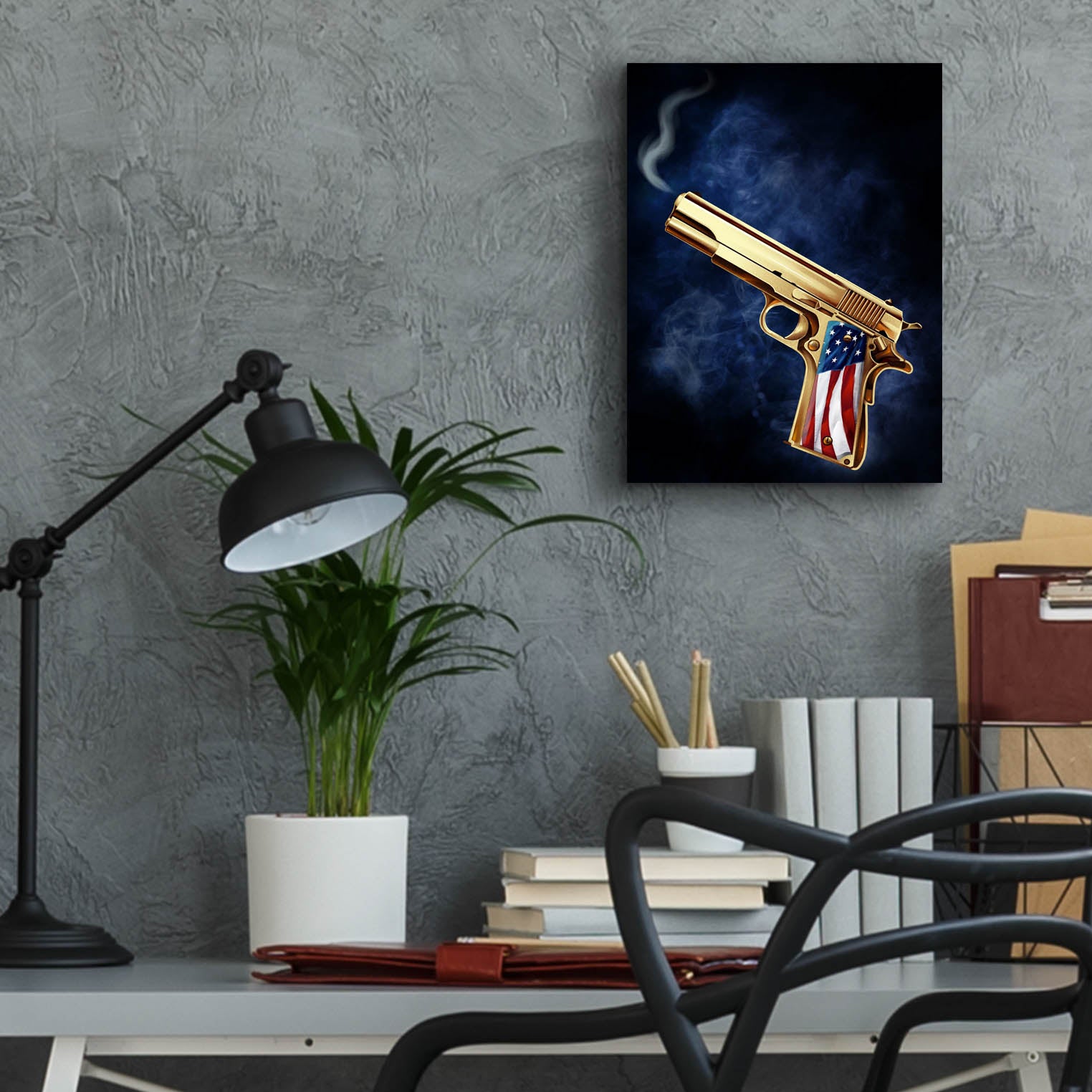 Epic Art 'Golden Gun' by Flyland Designs, Acrylic Glass Wall Art,12x16