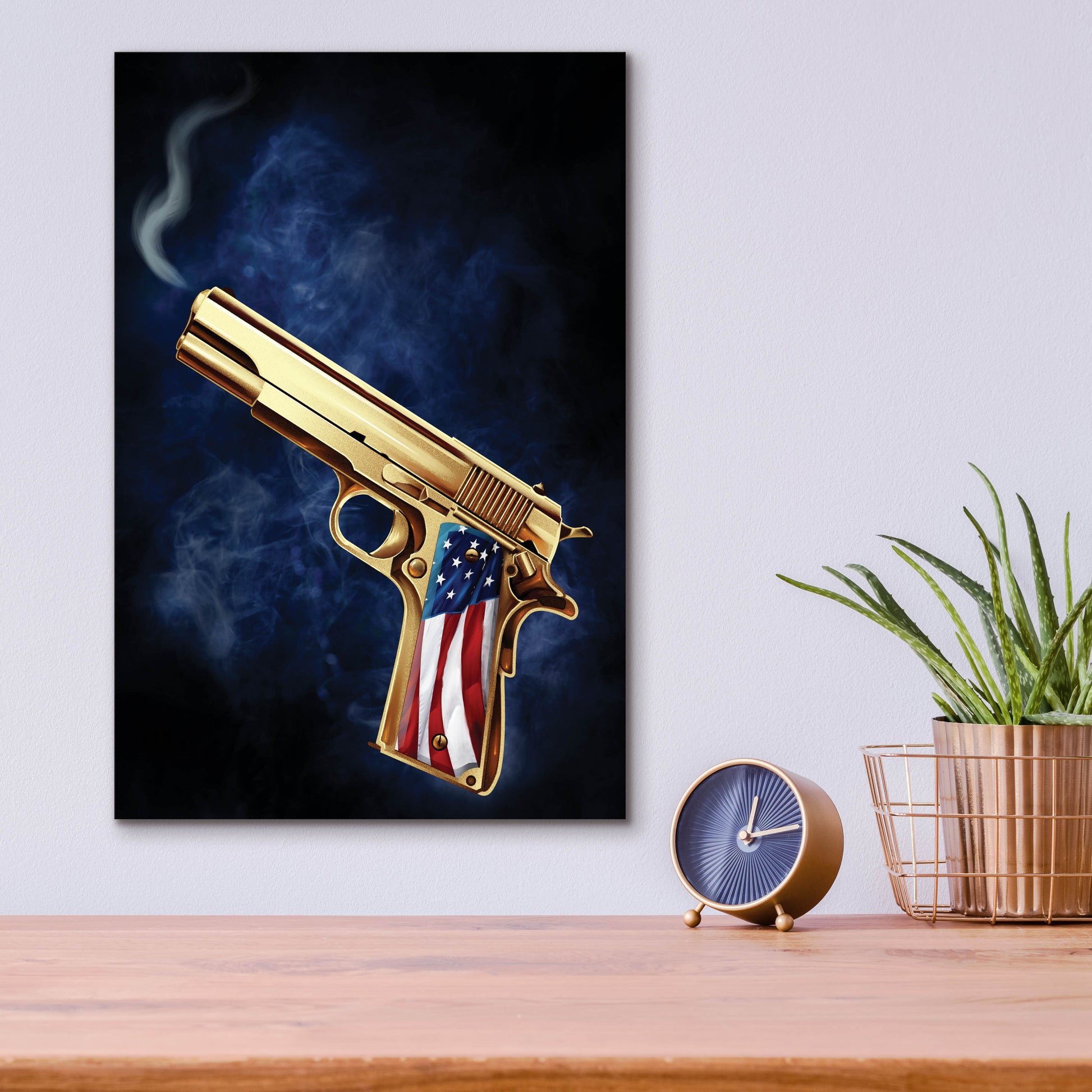 Epic Art 'Golden Gun' by Flyland Designs, Acrylic Glass Wall Art,12x16