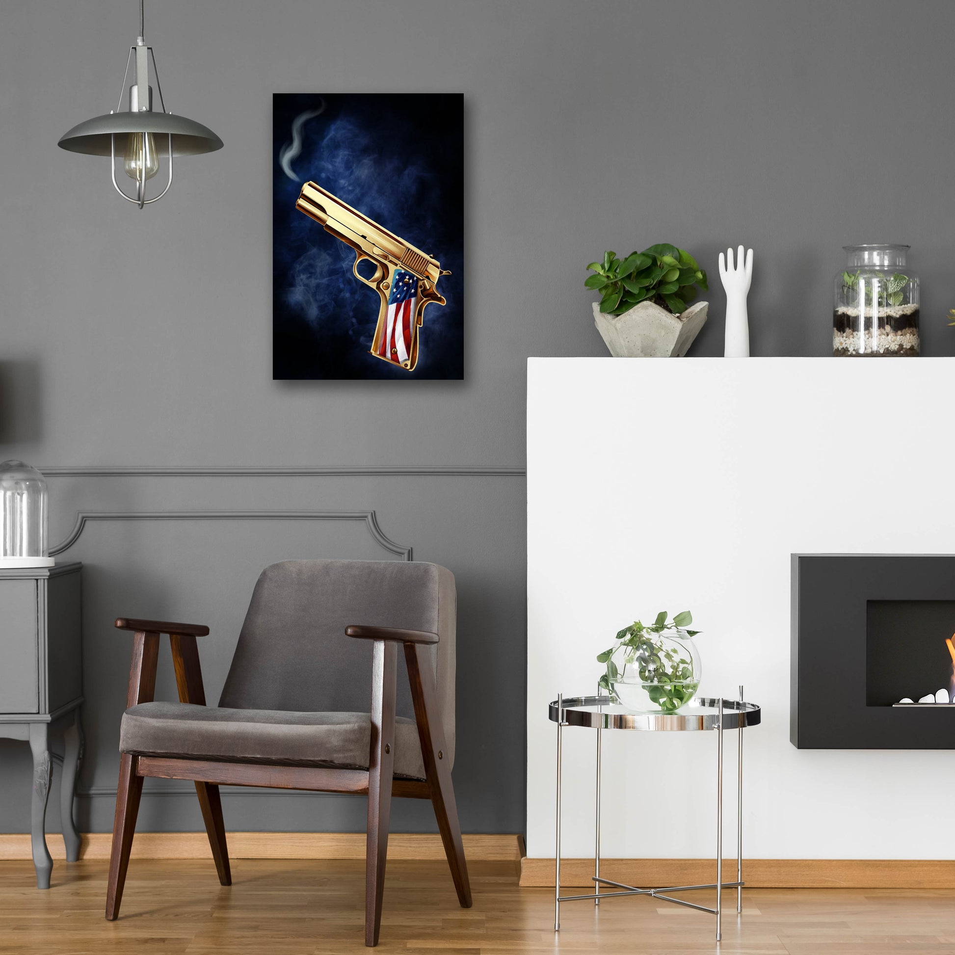 Epic Art 'Golden Gun' by Flyland Designs, Acrylic Glass Wall Art,16x24