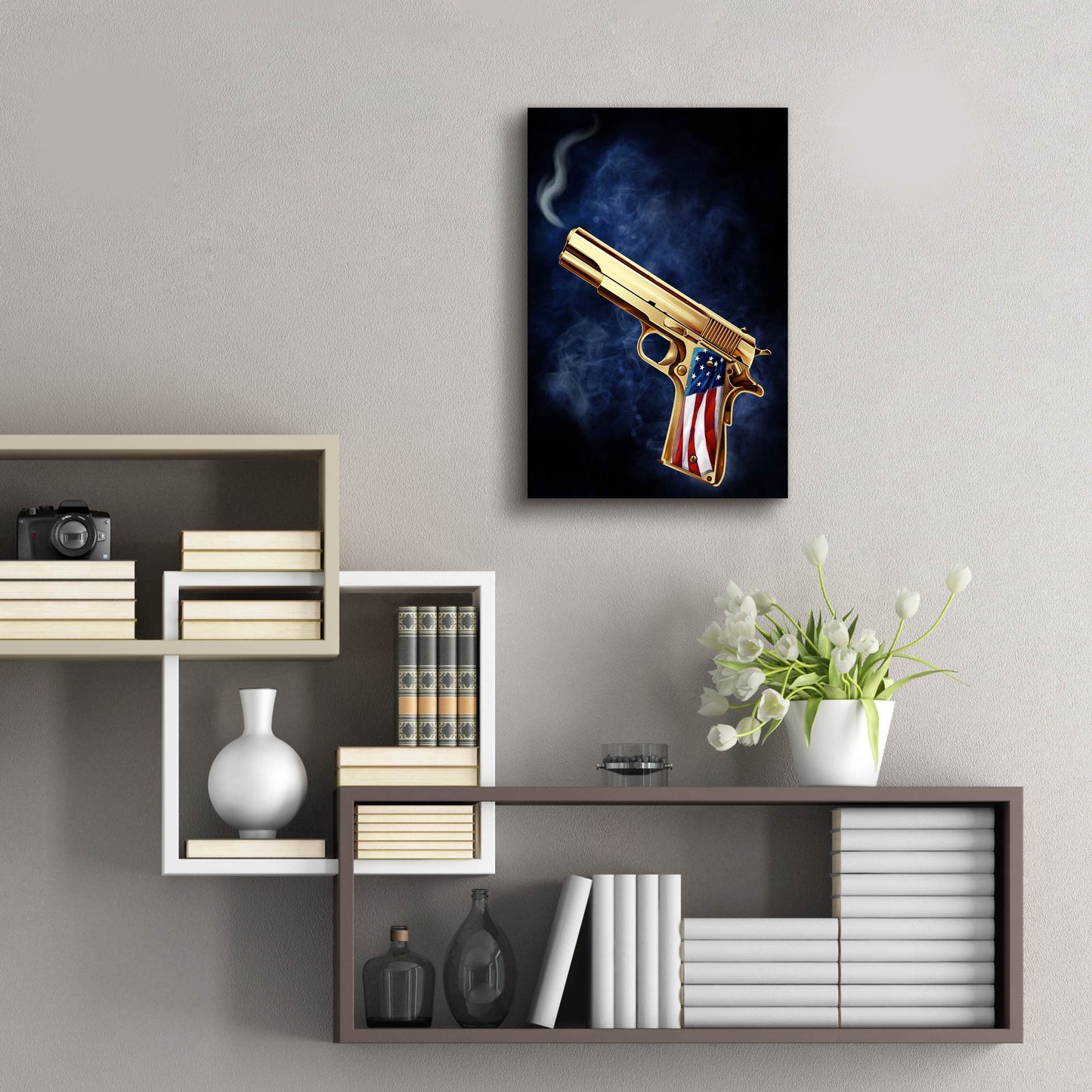 Epic Art 'Golden Gun' by Flyland Designs, Acrylic Glass Wall Art,16x24