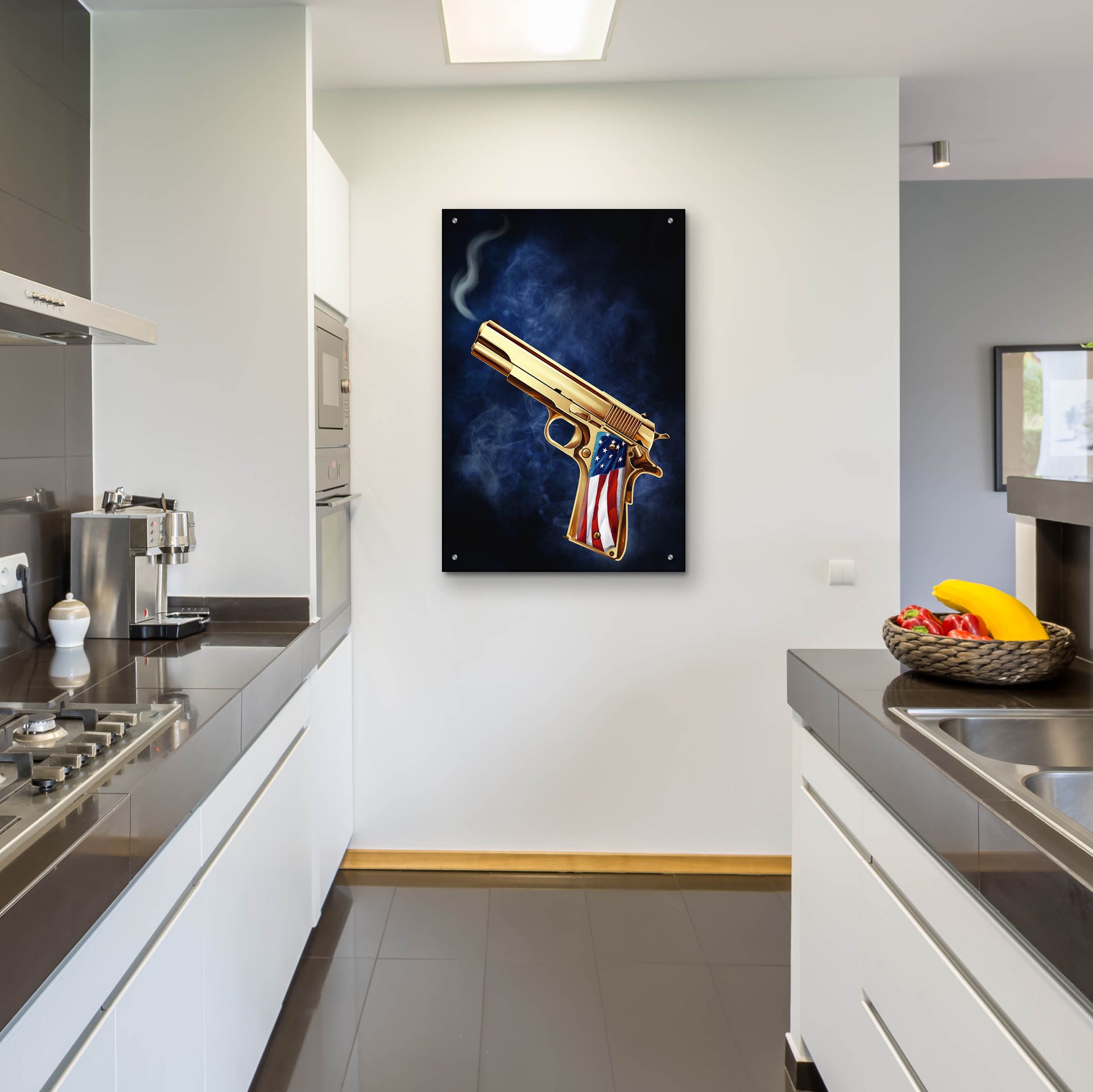 Epic Art 'Golden Gun' by Flyland Designs, Acrylic Glass Wall Art,24x36