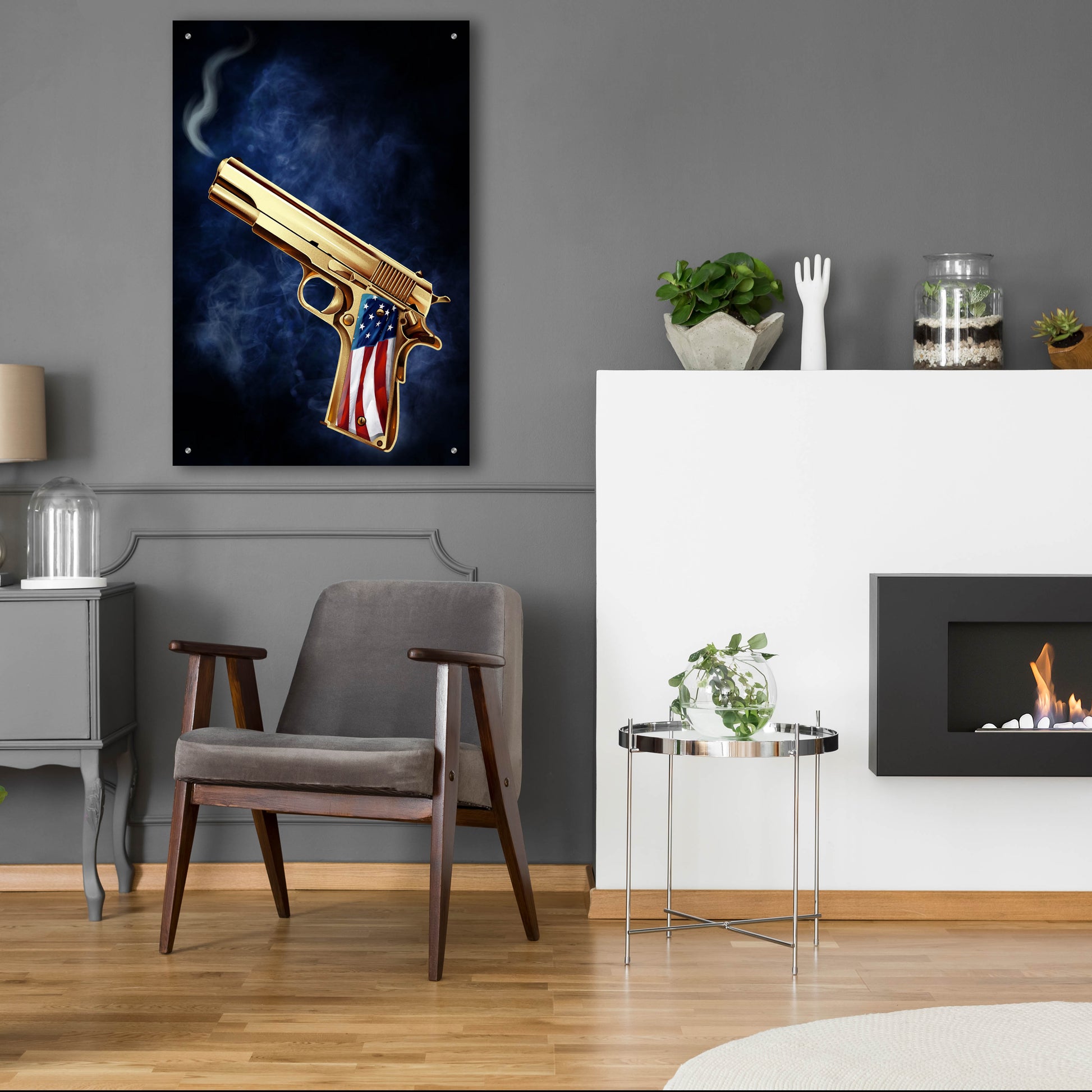 Epic Art 'Golden Gun' by Flyland Designs, Acrylic Glass Wall Art,24x36